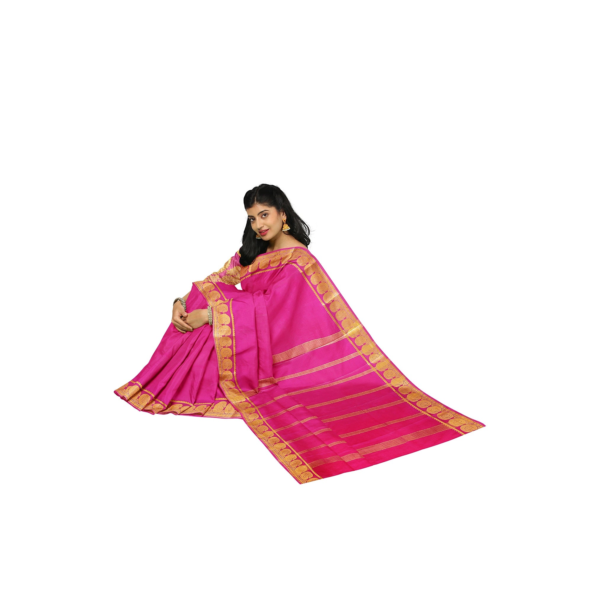 Light Pink Mysore Silk Saree with Mango Zari Border