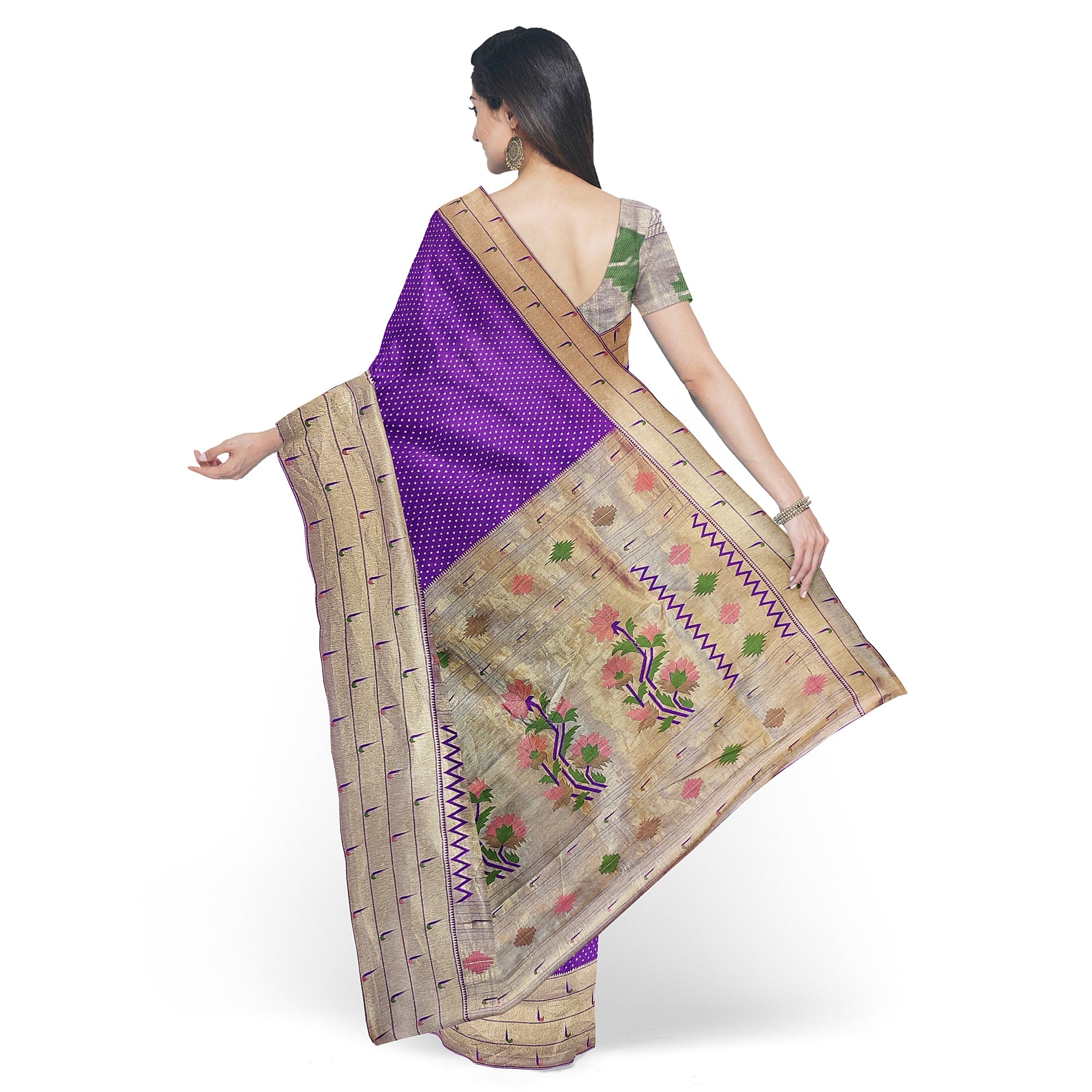 Dark Lavender Pythani Work Saree- Regal Ethnic Charm - New Sudarshan Silks`