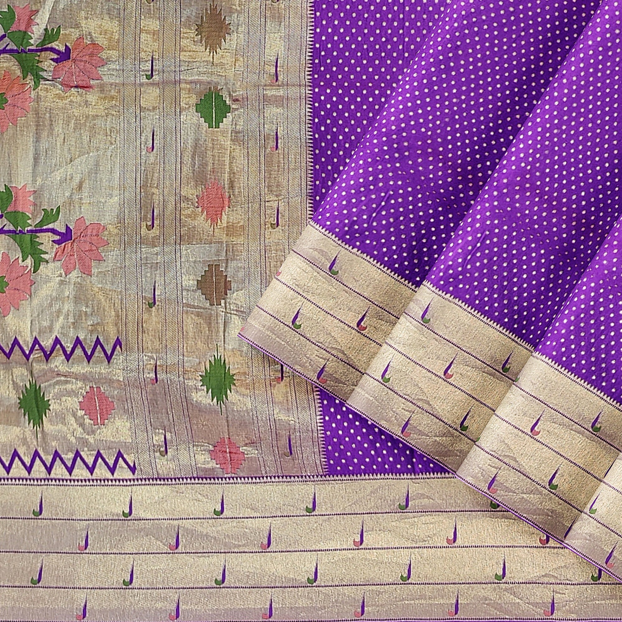 Dark Lavender Pythani Work Saree- Regal Ethnic Charm - New Sudarshan Silks`