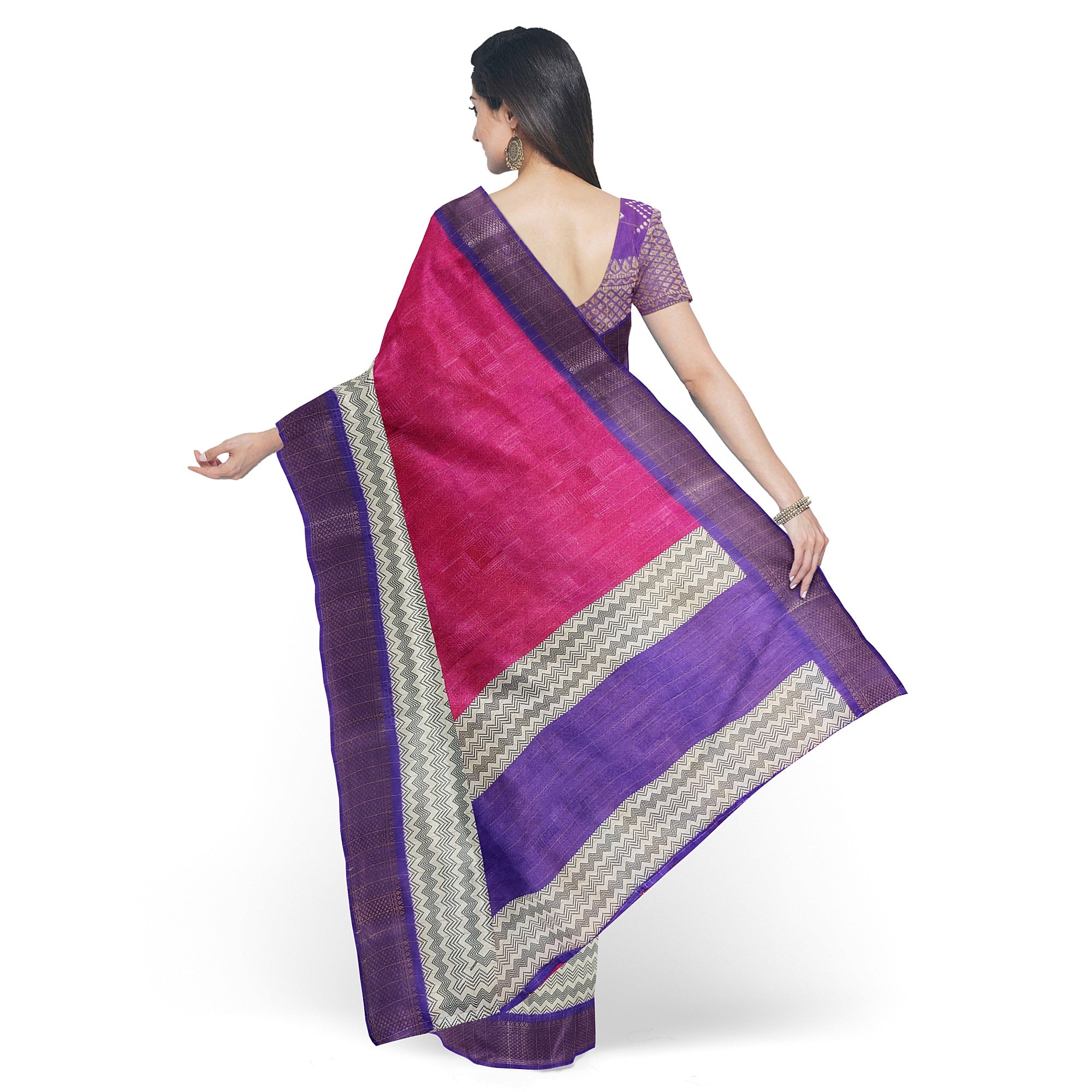 Pink, Lavender & White Semi Mysore Silk Saree - Elegant New Arrival - New Sudarshan Silks`