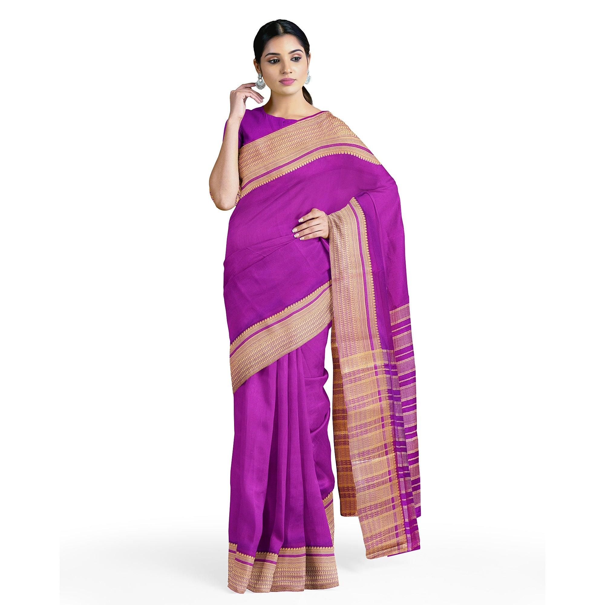 Magenta Pink Semi Mysore Silk Saree - Vibrant and Elegant New Arrival - New Sudarshan Silks`