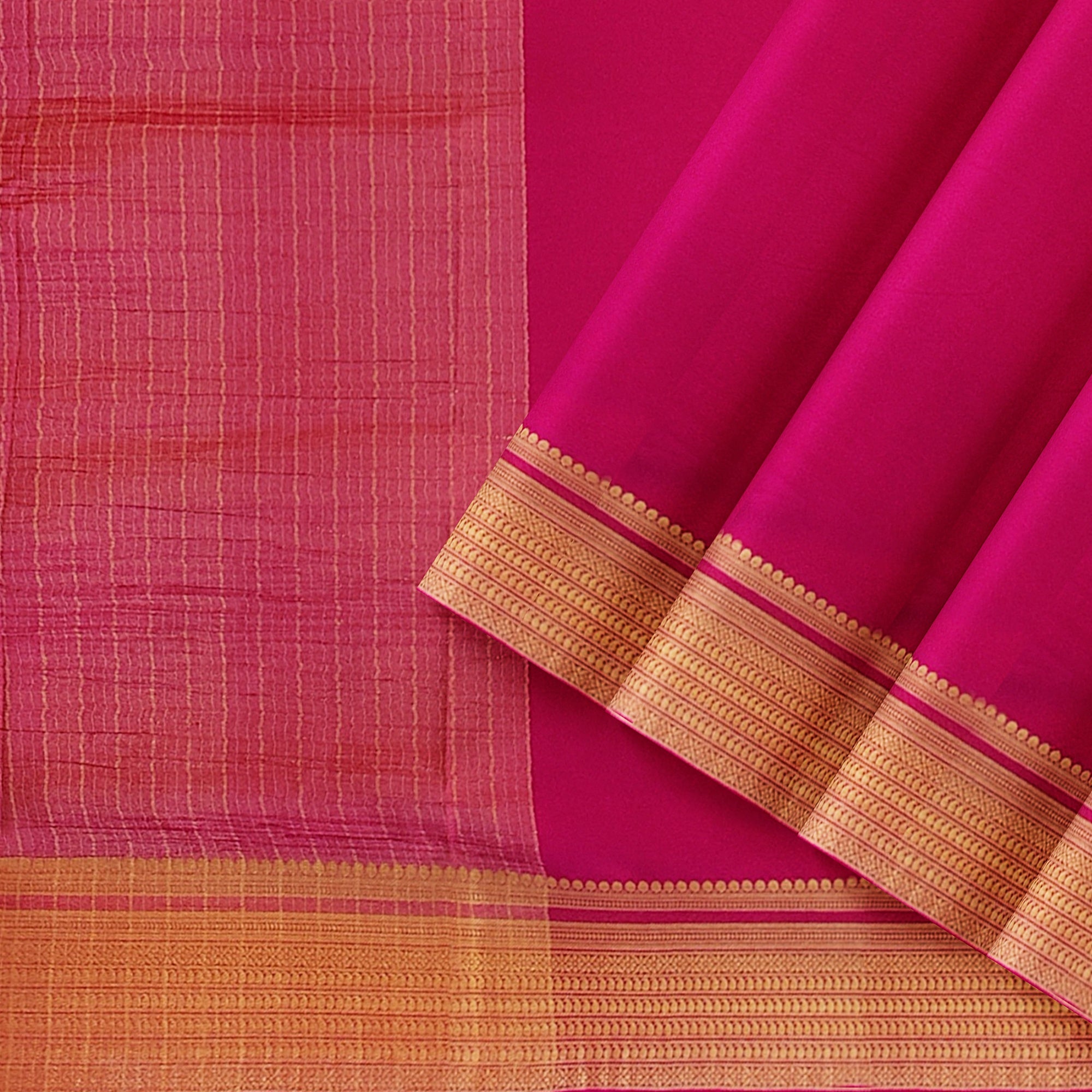 Pink Semi Mysore Silk Saree - Elegant and Timeless New Arrival - New Sudarshan Silks`