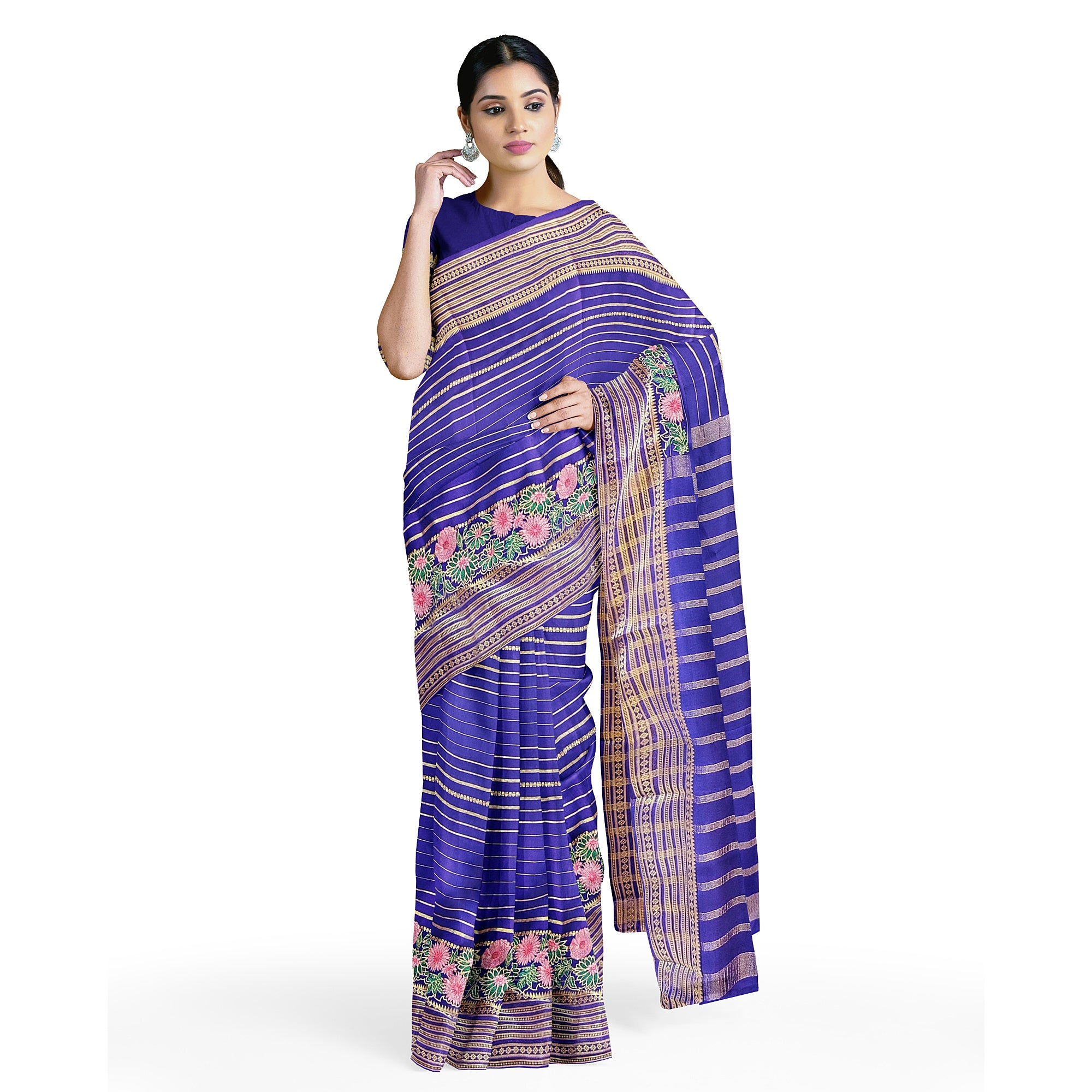 Purple Semi Mysore Silk Saree with Embroidery Border - Elegant New Arrival - New Sudarshan Silks`