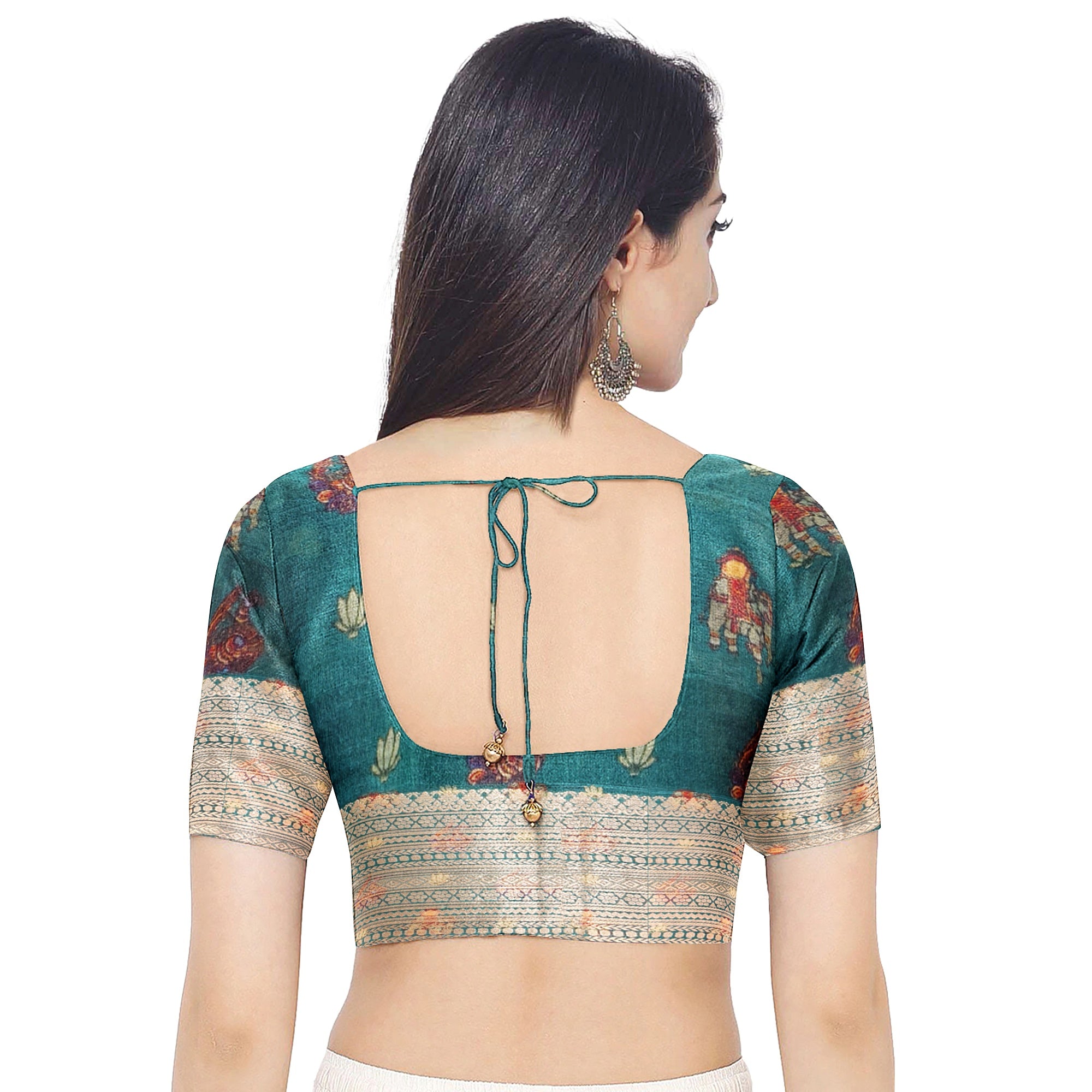 Green Kalamkari Organza Pure Silk Saree with Gold Zari Border – Traditional Handloom Saree Online - New Sudarshan Silks`