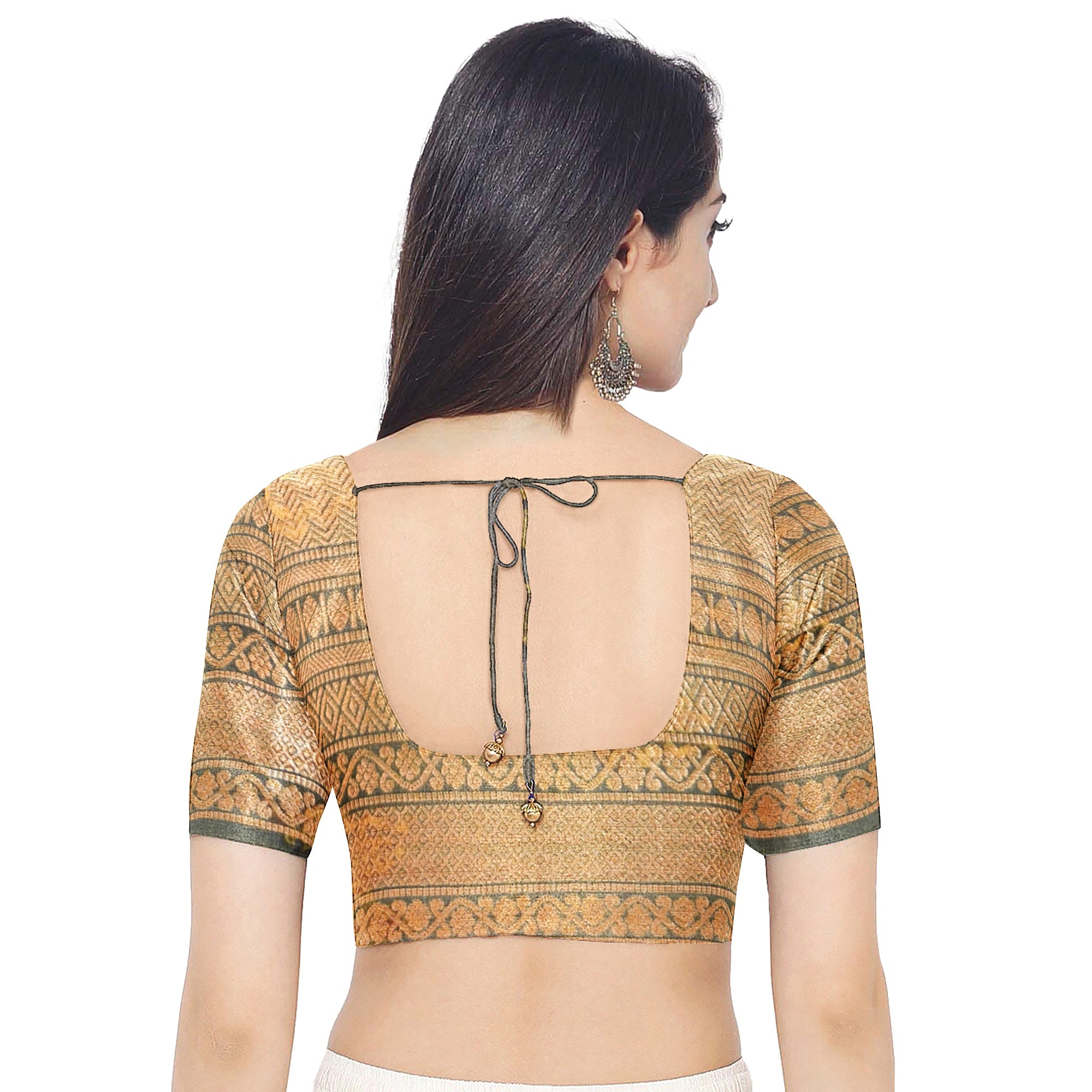 Dark Grey Kalamkari Organza Silk Saree with Copper Zari Border – Artistic Handloom Saree Online - New Sudarshan Silks`