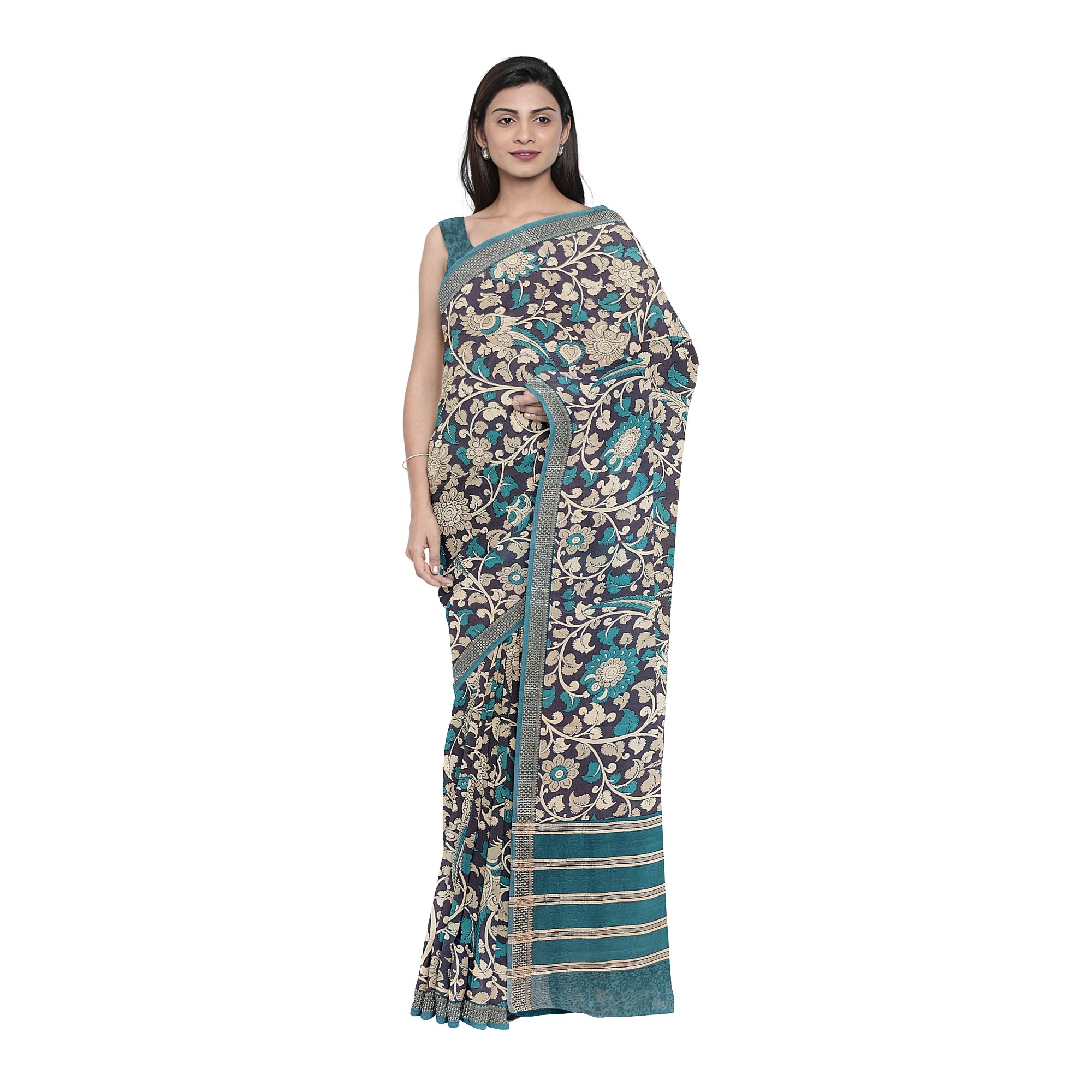Blue & Sky Blue Border – Floral Print – Shop Online