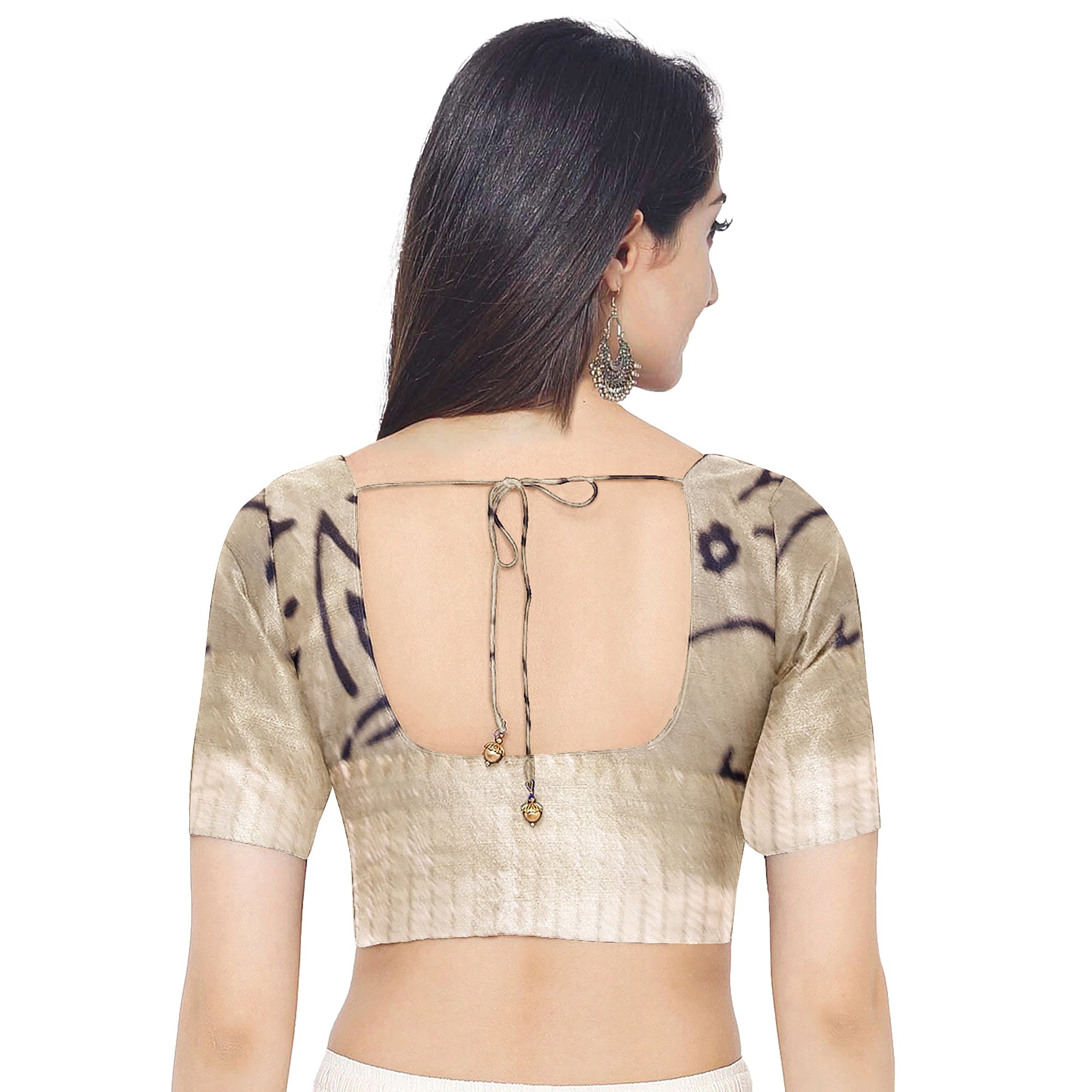 Cream Saree – Blue Printed Design – Shop Online