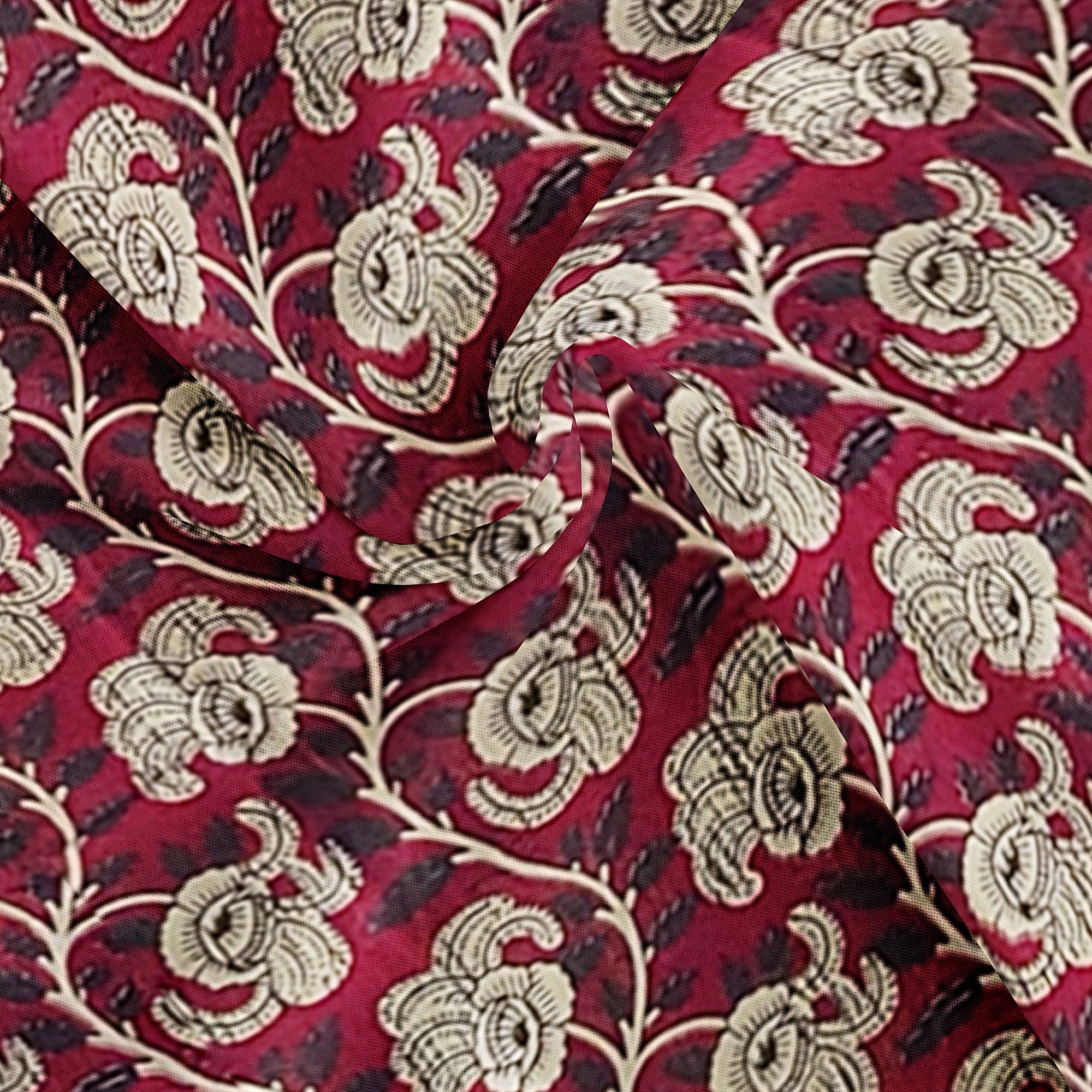 Red Floral Lightweight Saree – Black Border – Shop Online