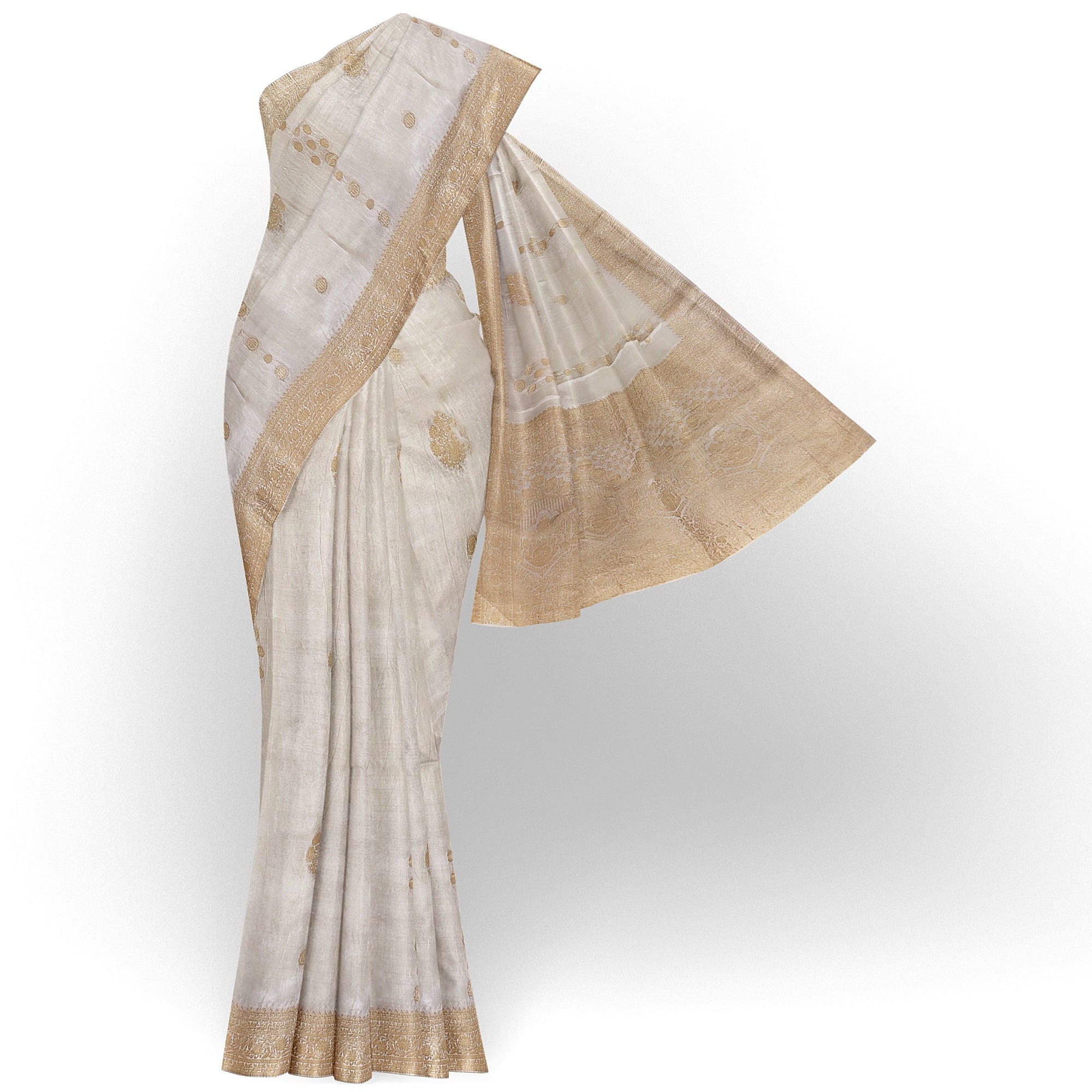 Milk White Raw Silk Saree – Graceful Elegance in Minimalist Style