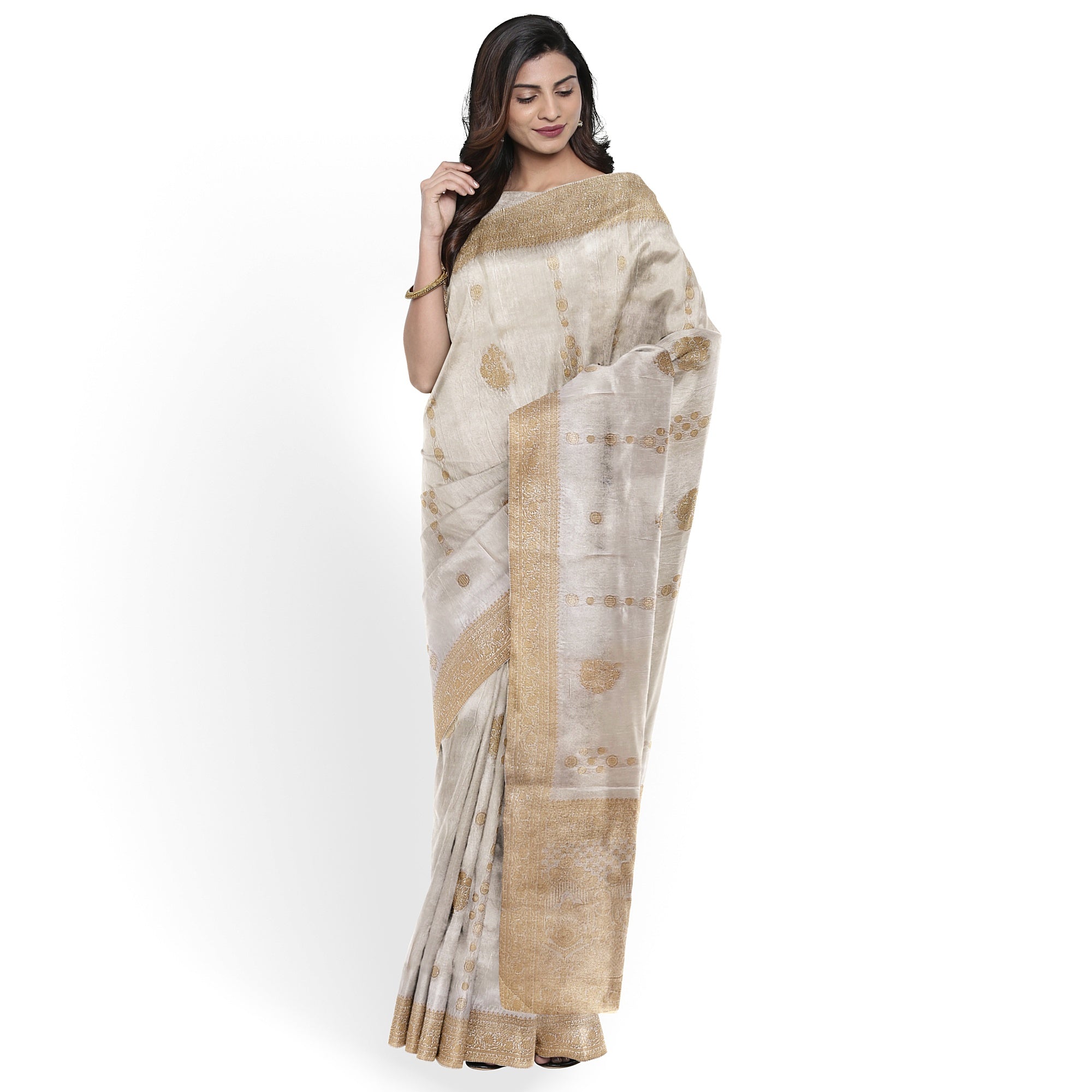 Milk White Raw Silk Saree – Graceful Elegance in Minimalist Style