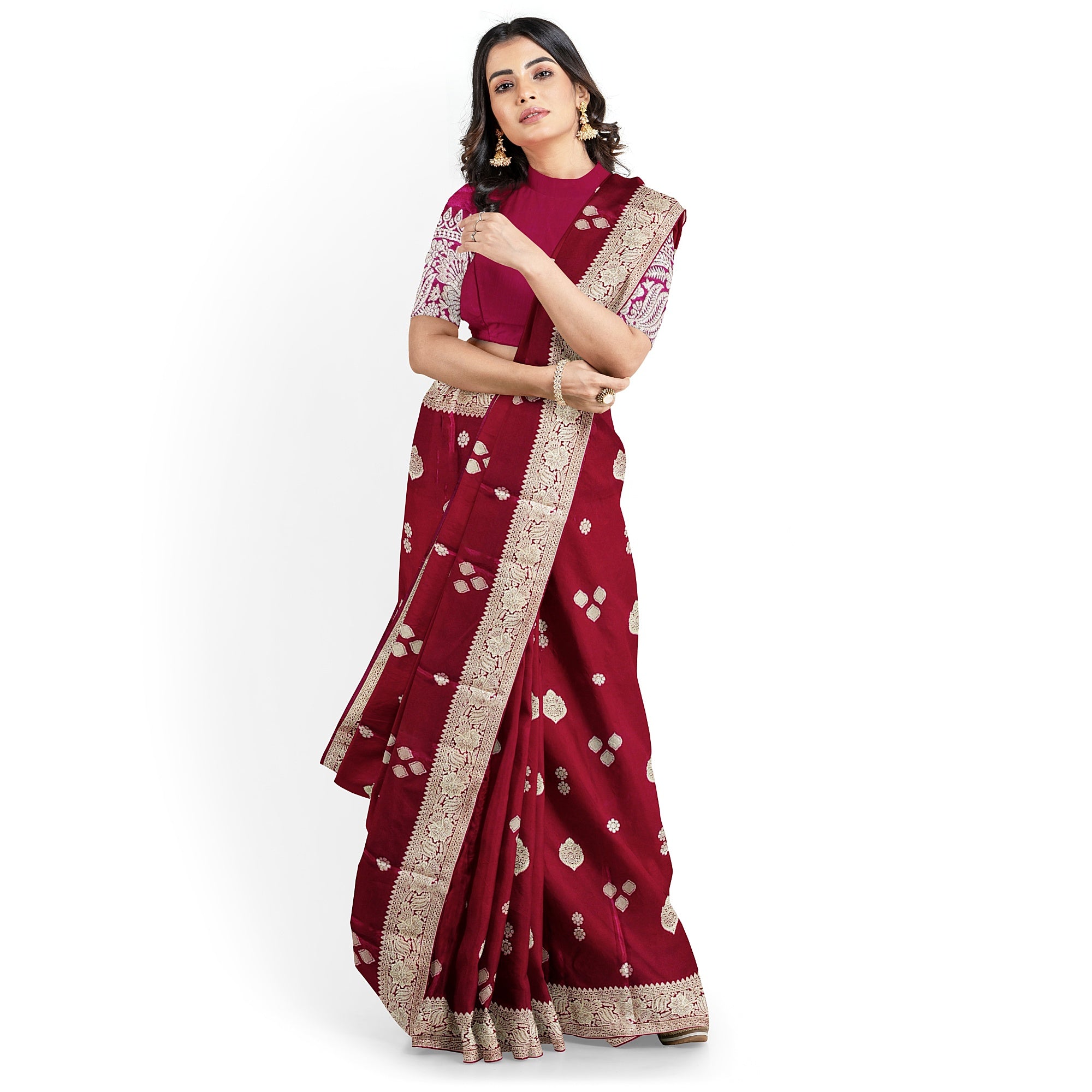 Maroon Raw Silk Saree – Timeless Elegance in Rich Traditional Weave