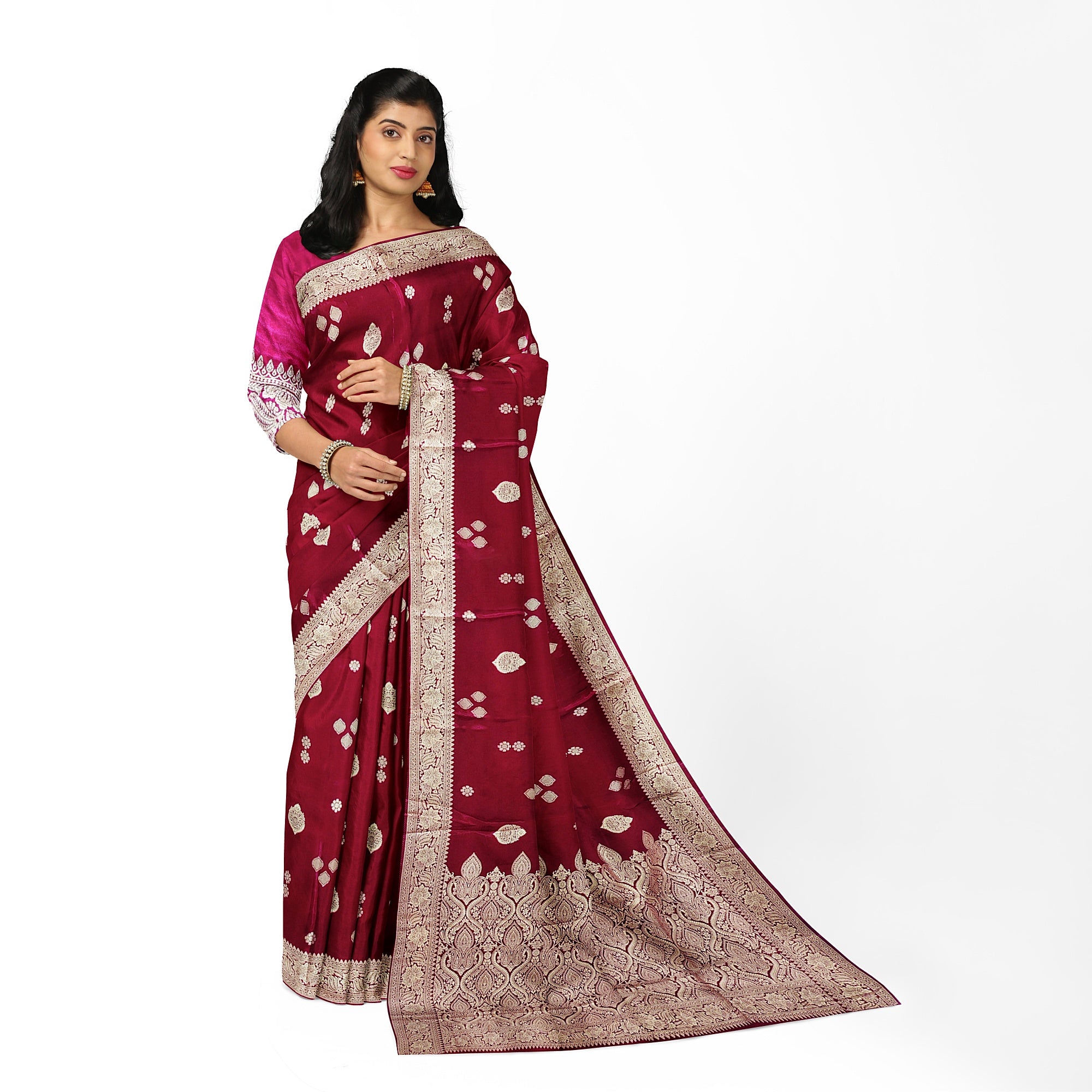 Maroon Raw Silk Saree – Timeless Elegance in Rich Traditional Weave