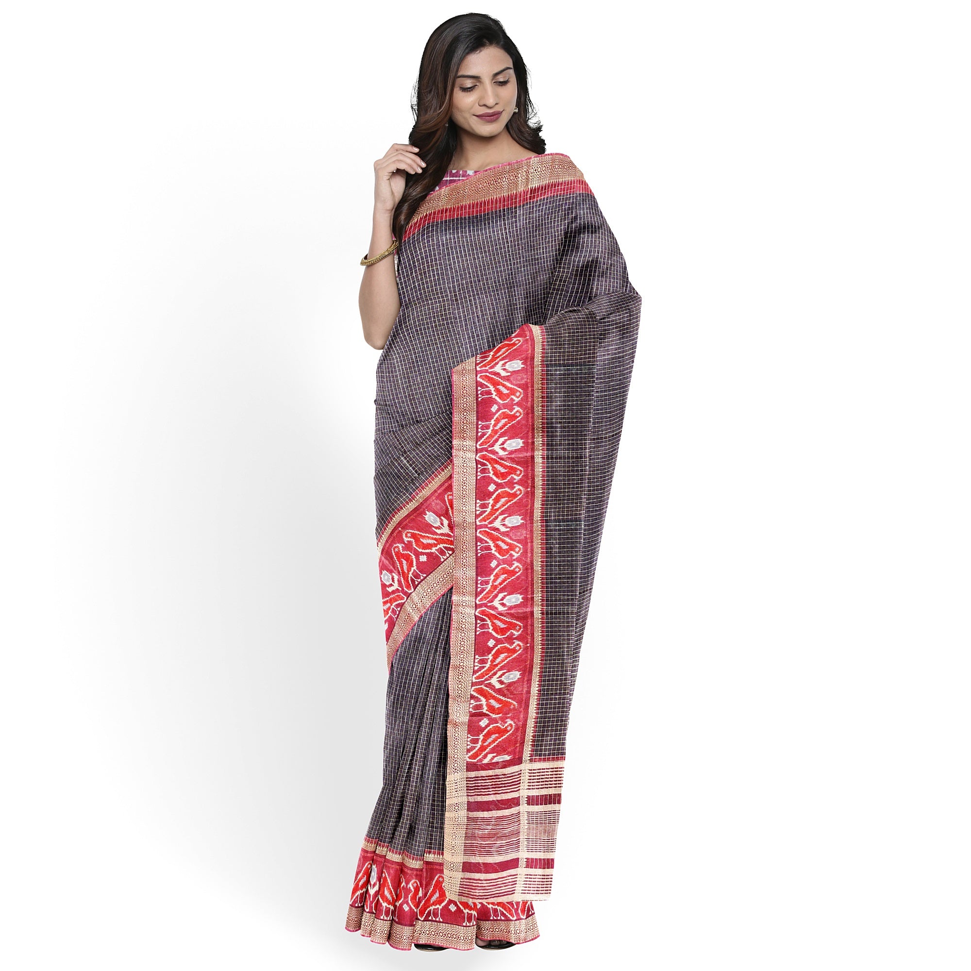 Black Raw Silk Saree with Pochampally Print – A Bold Blend of Heritage and Style