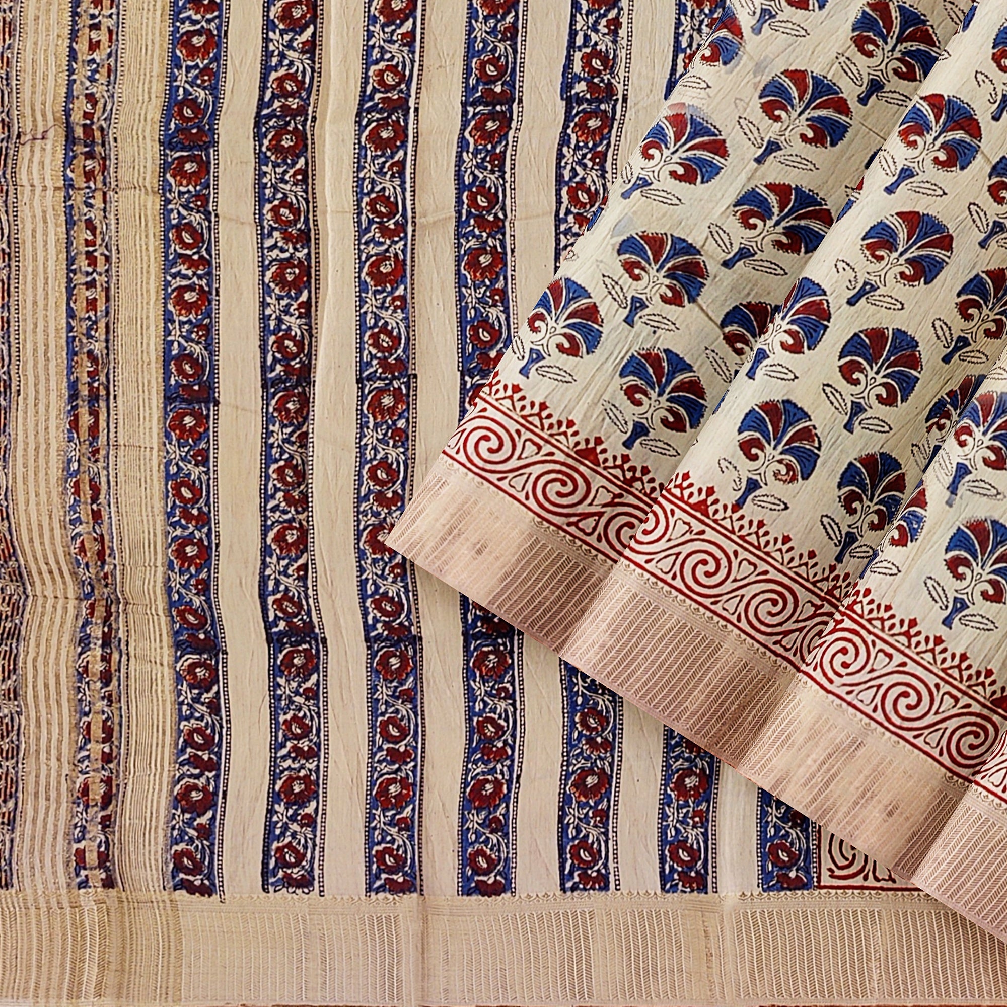 Cream Raw Silk Saree with Exquisite Floral Work – Elegant Traditional Saree Online