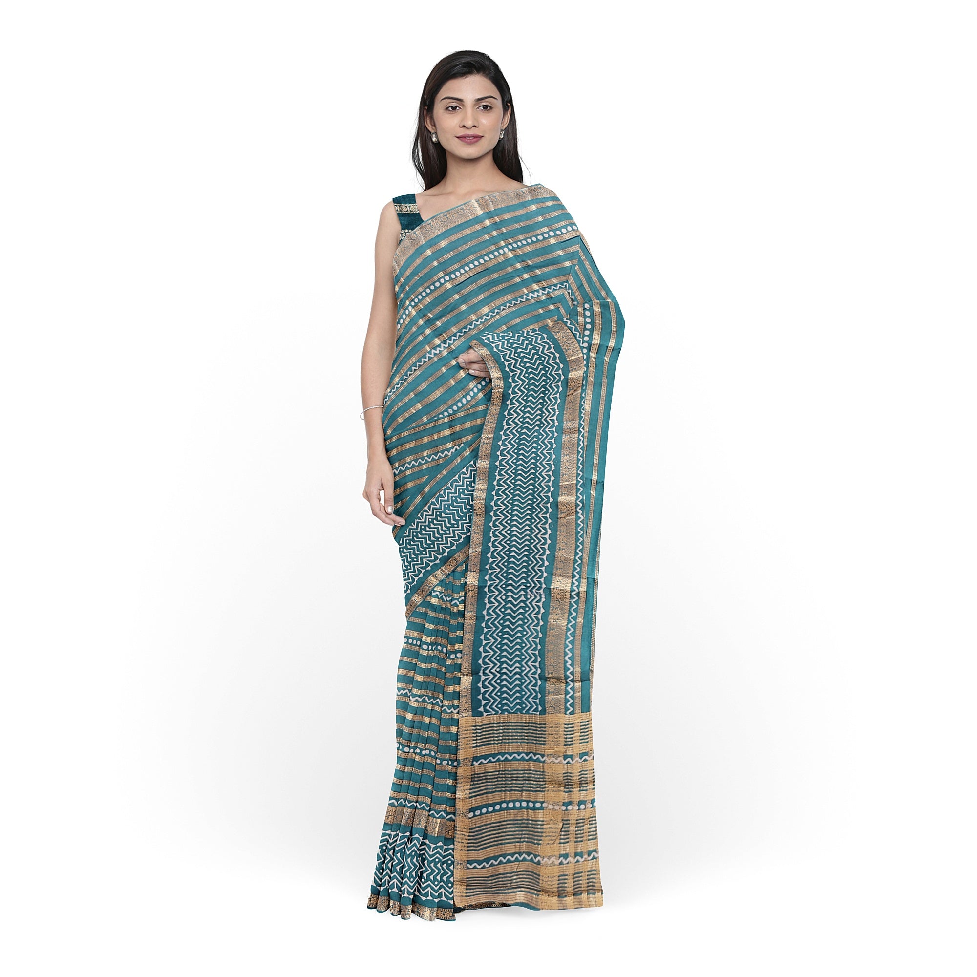 Rama Green Fancy Raw Silk Saree with Gold Zari – A Perfect Blend of Tradition and Glamour