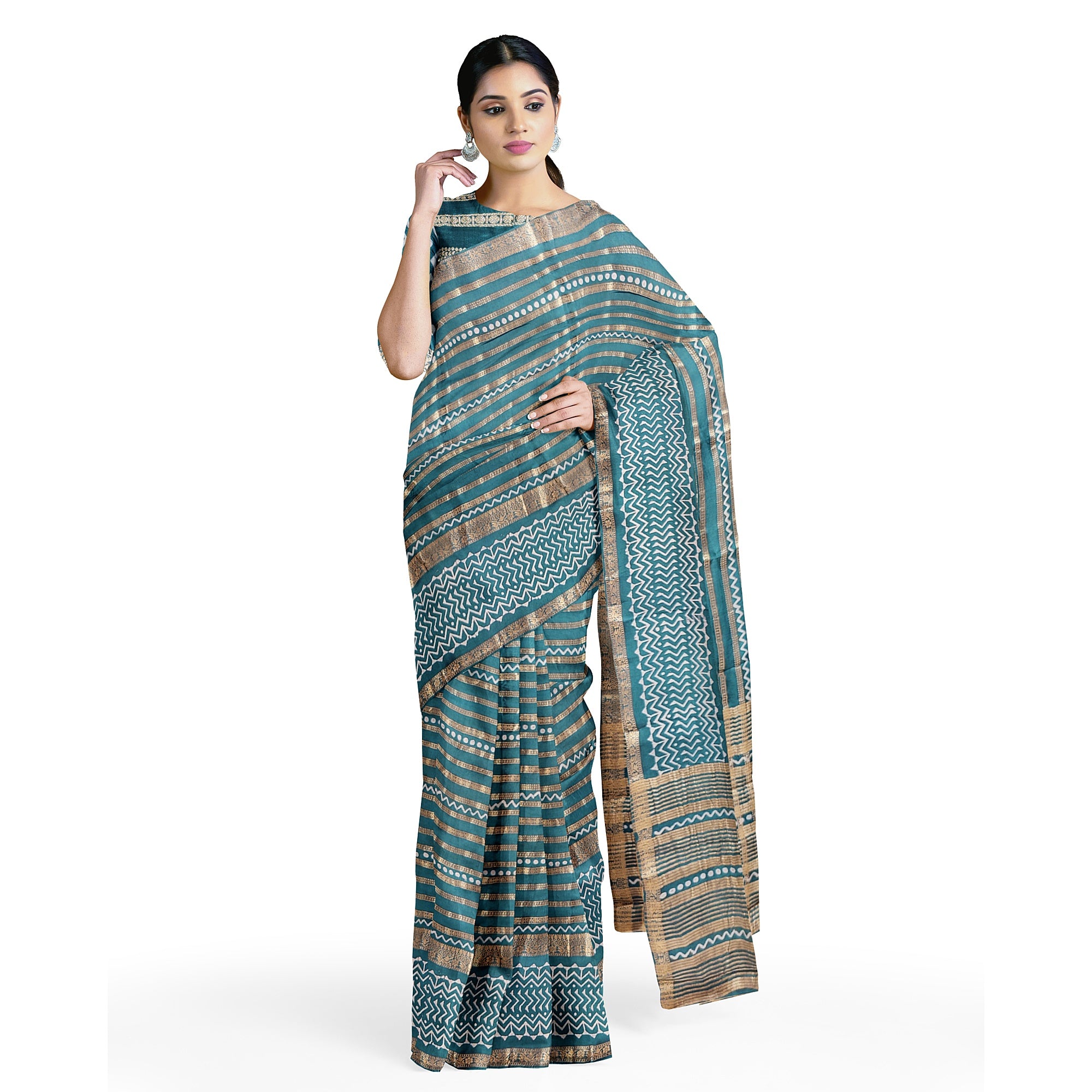 Rama Green Fancy Raw Silk Saree with Gold Zari – A Perfect Blend of Tradition and Glamour