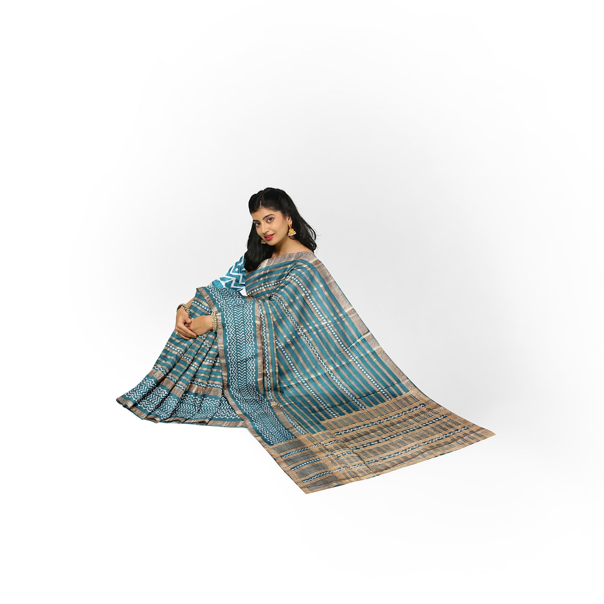 Rama Green Fancy Raw Silk Saree with Gold Zari – A Perfect Blend of Tradition and Glamour