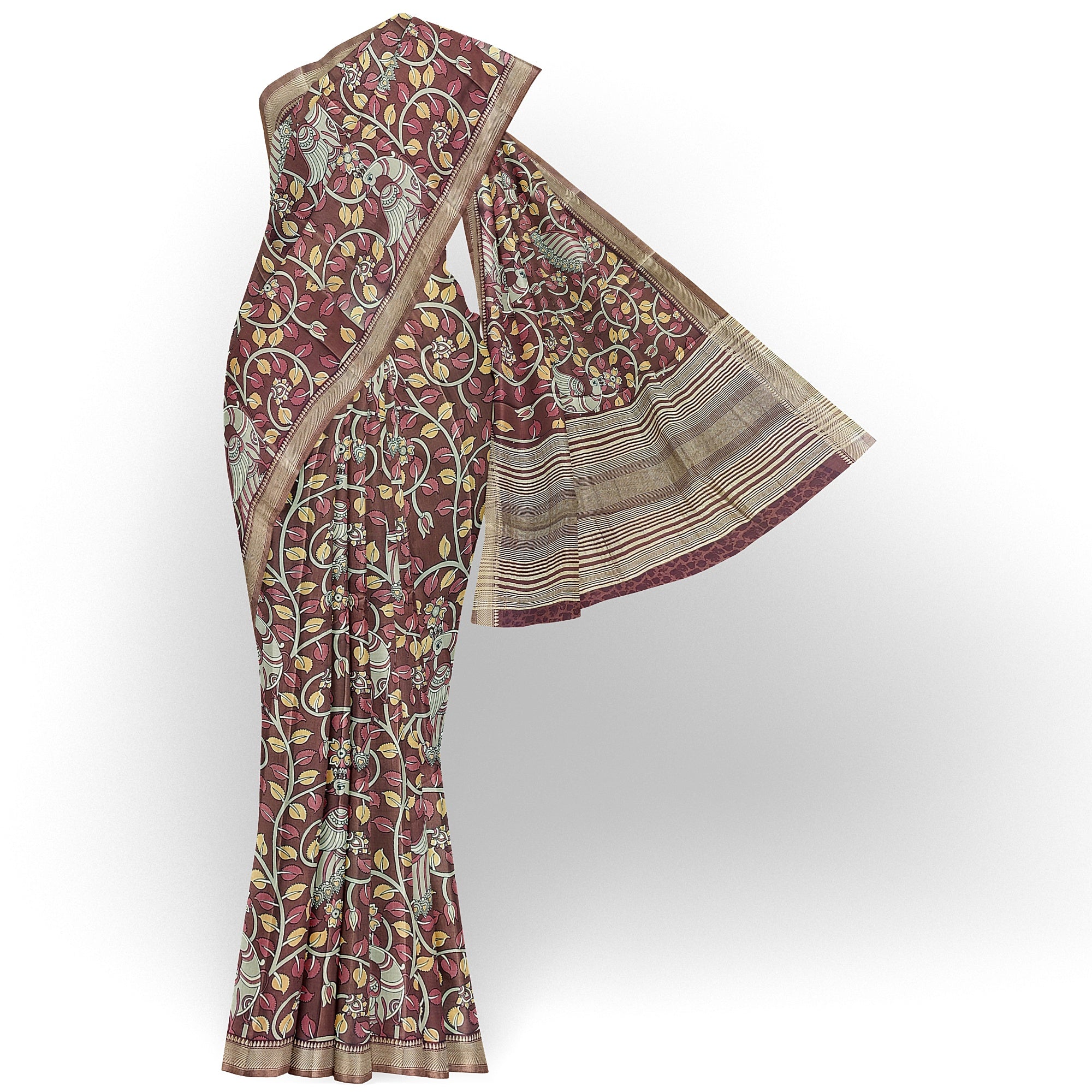 Maroon Peacock Print Raw Silk Saree – Traditional Designer Saree for Special Occasions