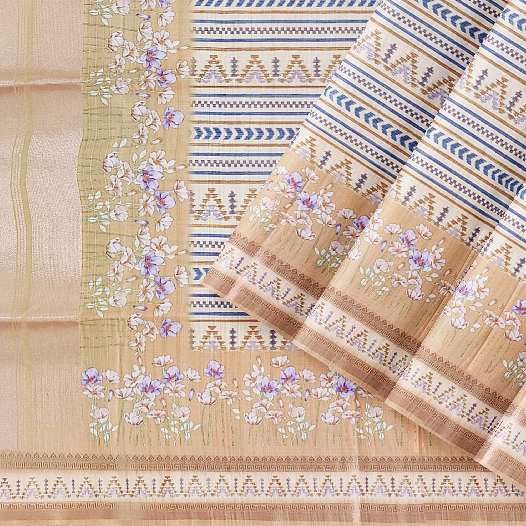 Yellow Fancy Raw Silk Saree with Prints & Tassels – Shop Online