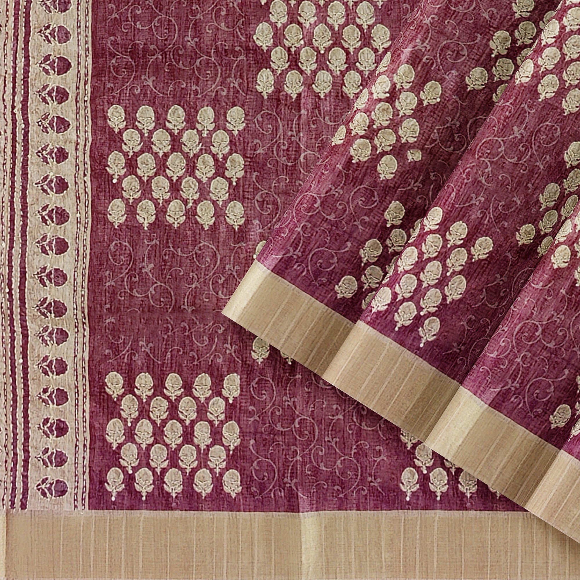 Light Brown Raw Silk Saree with Embroidery Work – Shop Online