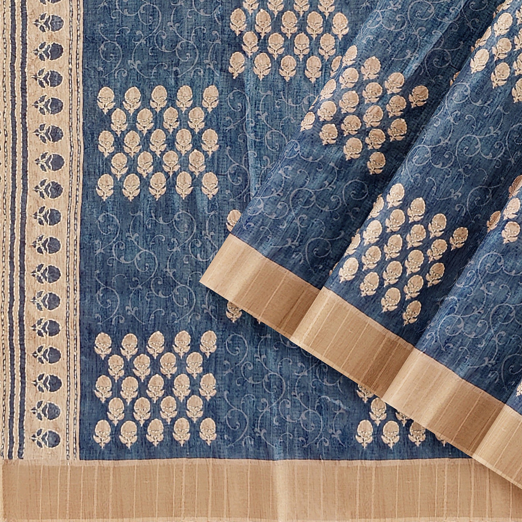 Blue Raw Silk Saree with Embroidery Work – Shop Online