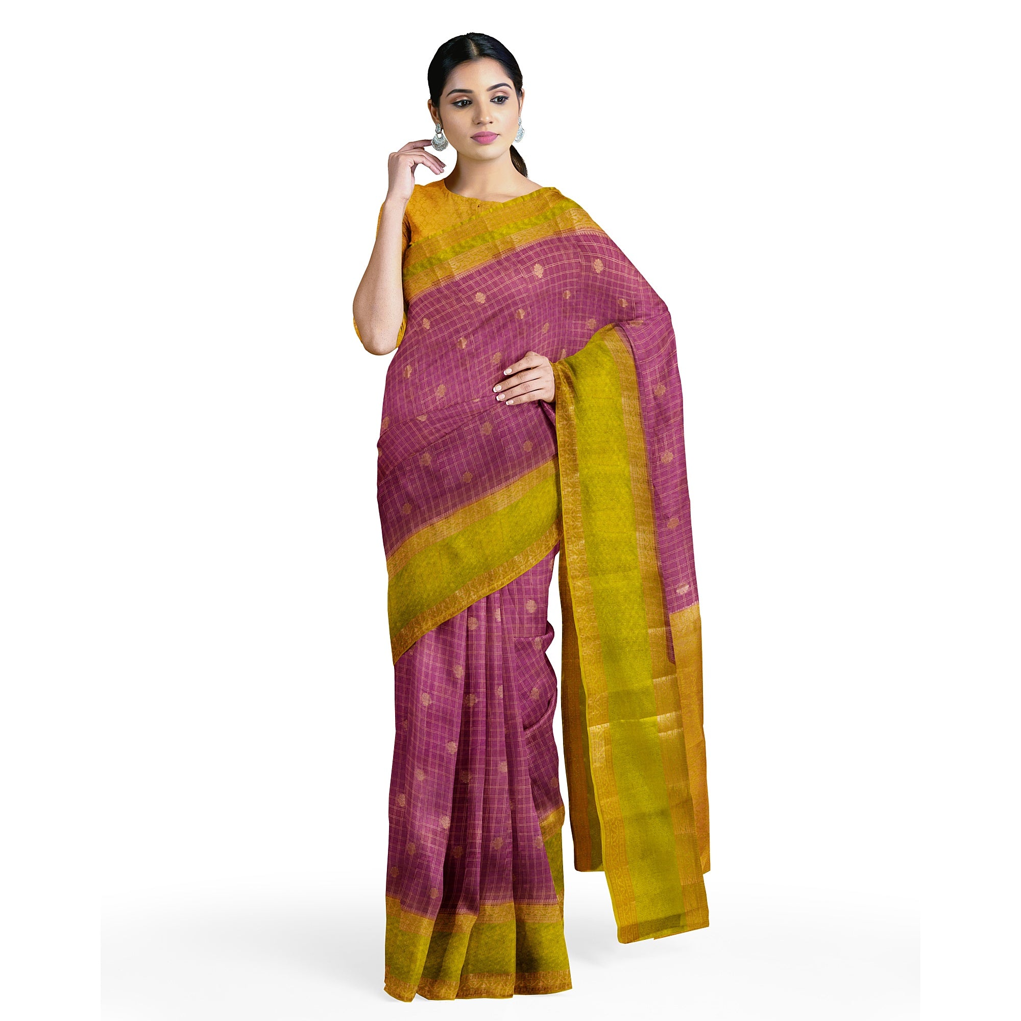 Charming Lavender Raw Silk Saree with Parrot Green Accents - New Sudarshan Silks`