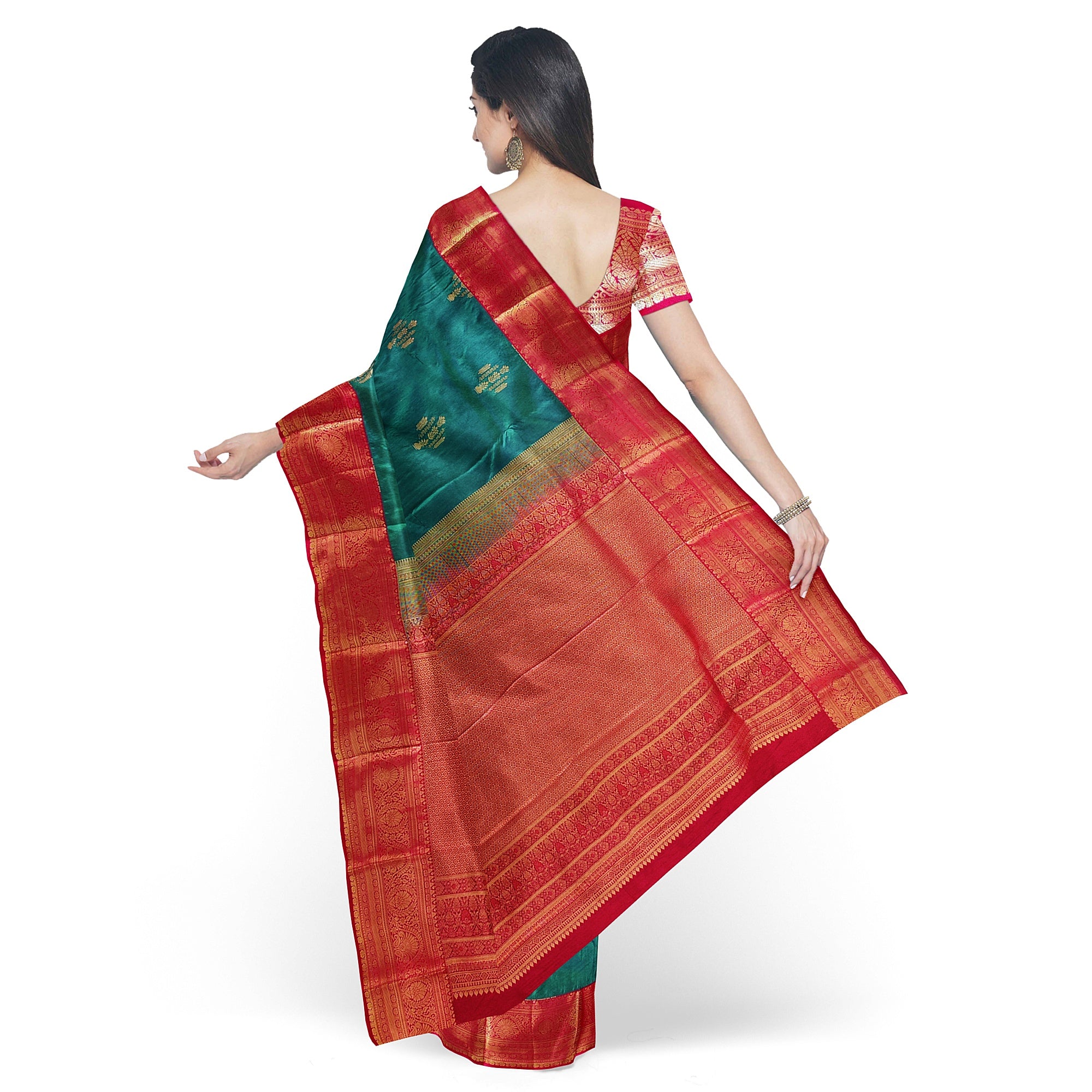 Green Saree with Red Border – Traditional Charm and Timeless Elegance - New Sudarshan Silks`
