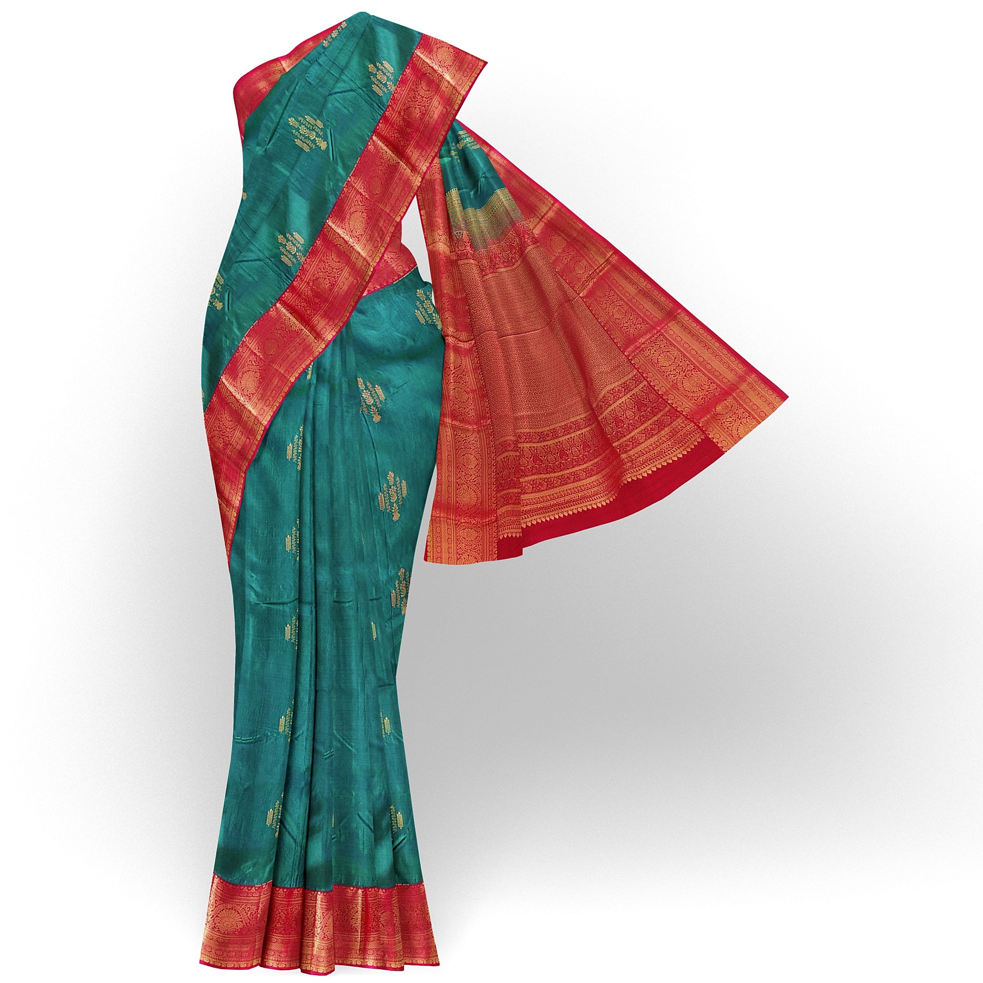 Green Saree with Red Border – Traditional Charm and Timeless Elegance - New Sudarshan Silks`