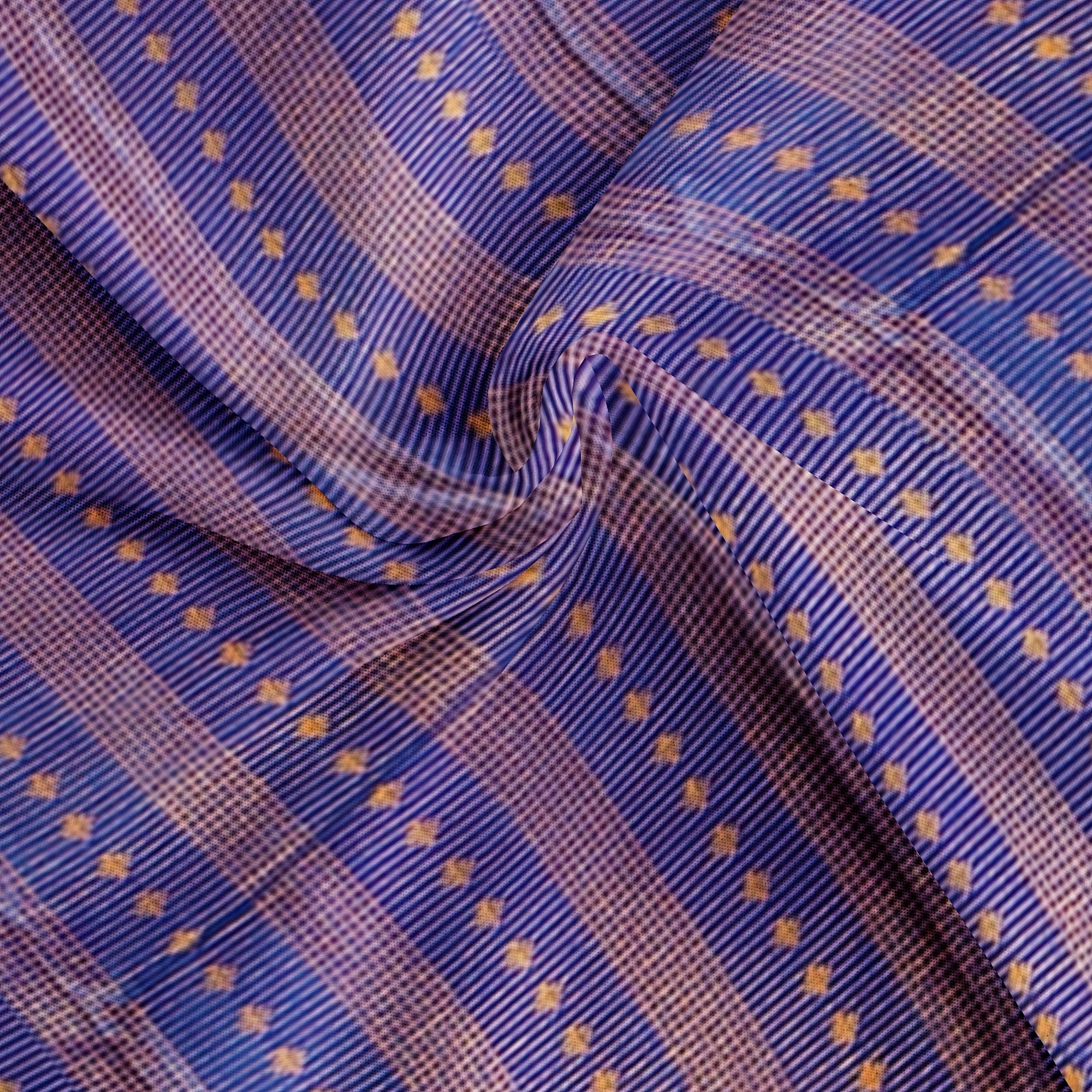 Blue Checks Saree with Zari Work and Purple Double Shade Border – Graceful Heritage Look - New Sudarshan Silks`