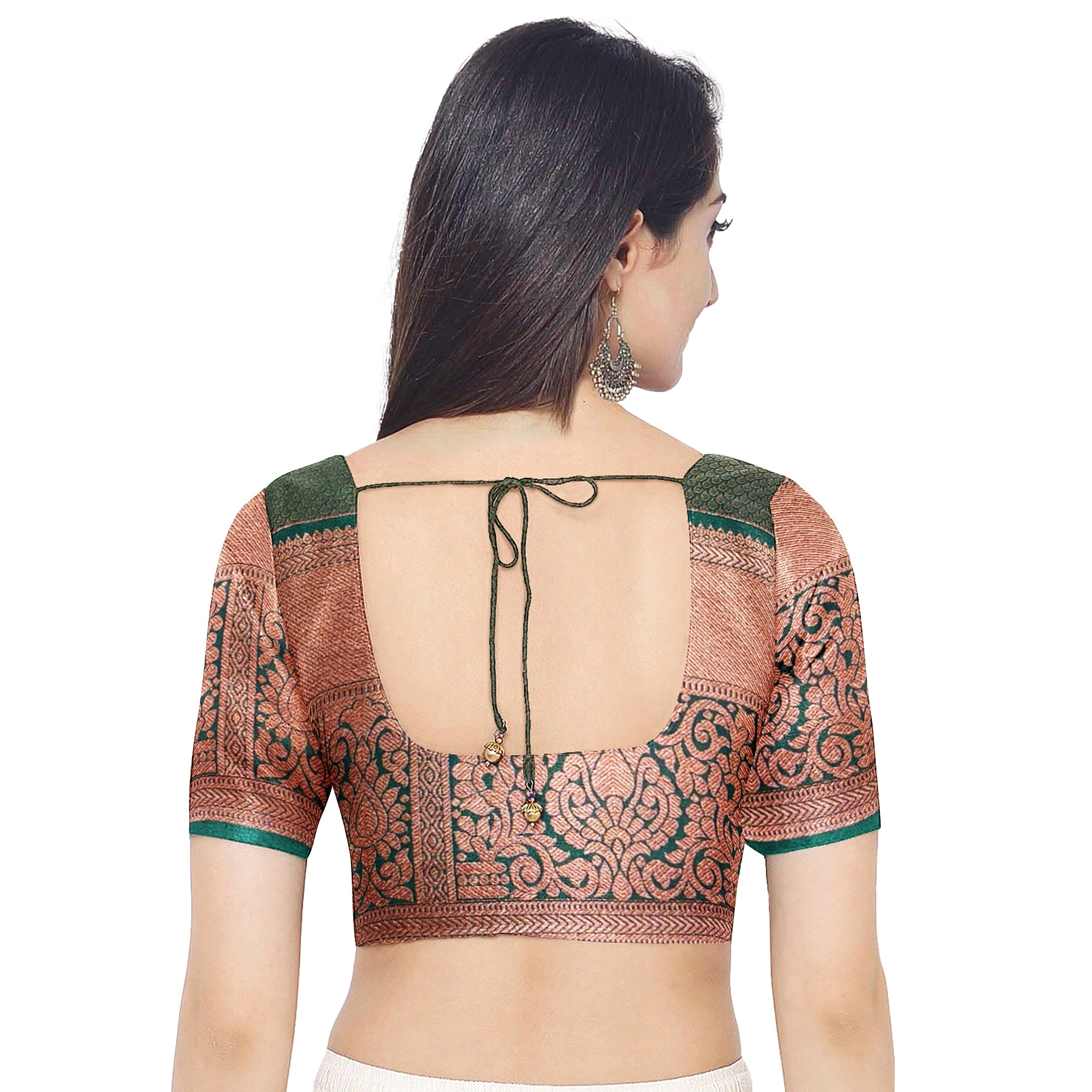 Brick Brown Saree with Green Border – Retro Style Traditional Elegance - New Sudarshan Silks`