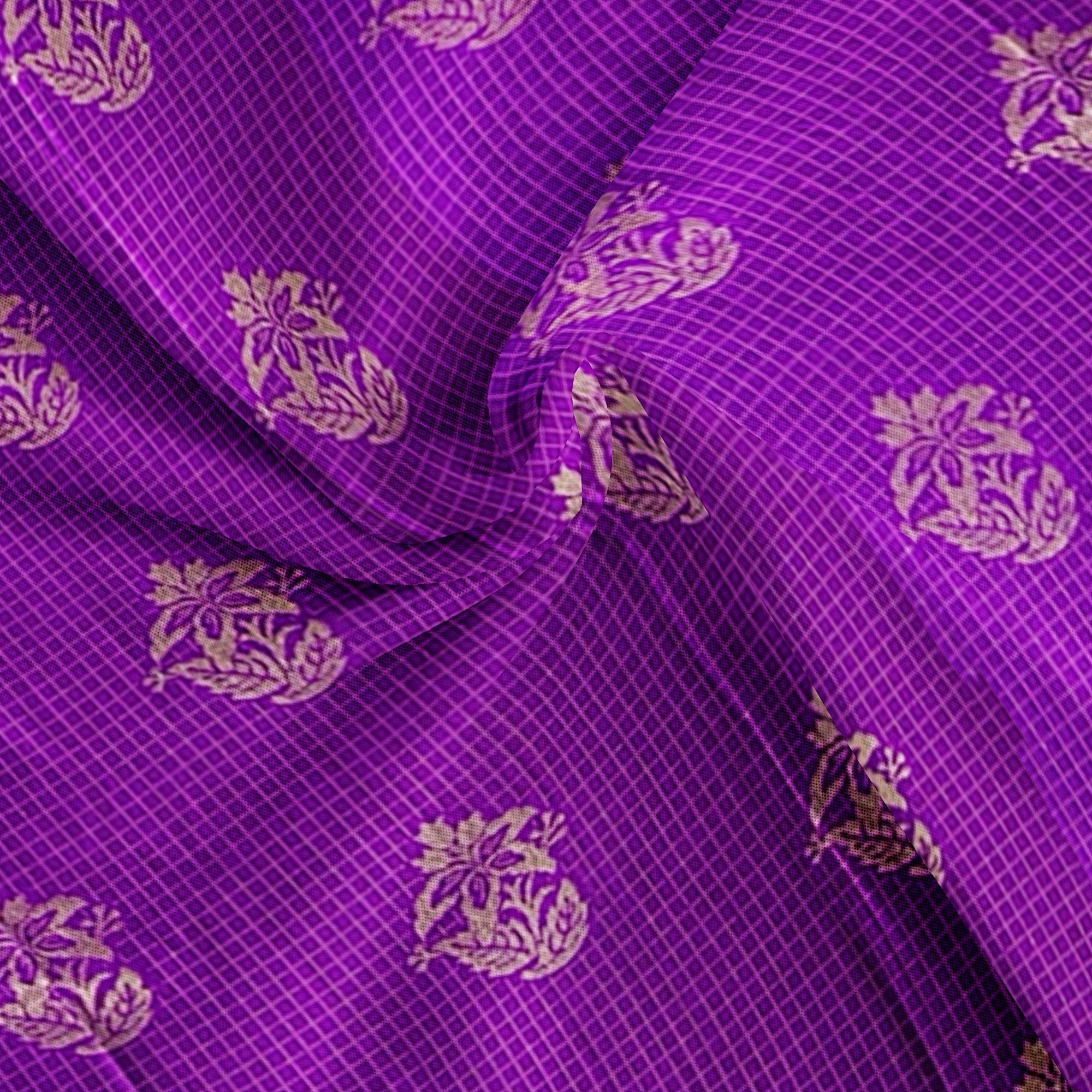 Purple Checks Saree with Green Border – New Arrival - New Sudarshan Silks`