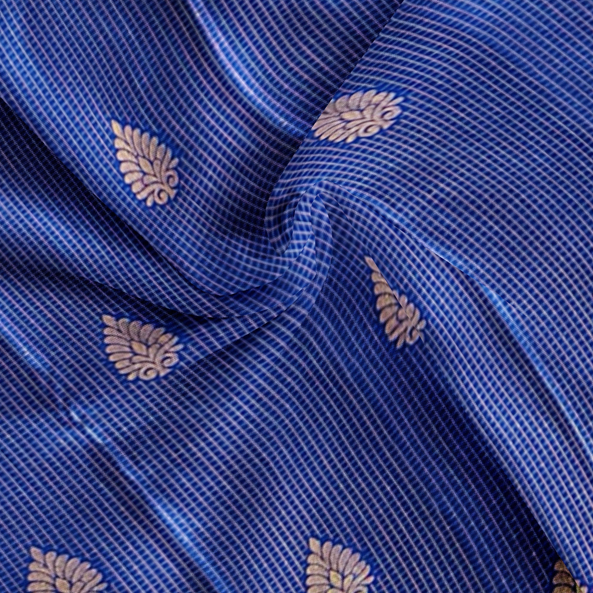 Navy Blue Checks Design Saree with Red Border – A Perfect Blend of Tradition and Style - New Sudarshan Silks`