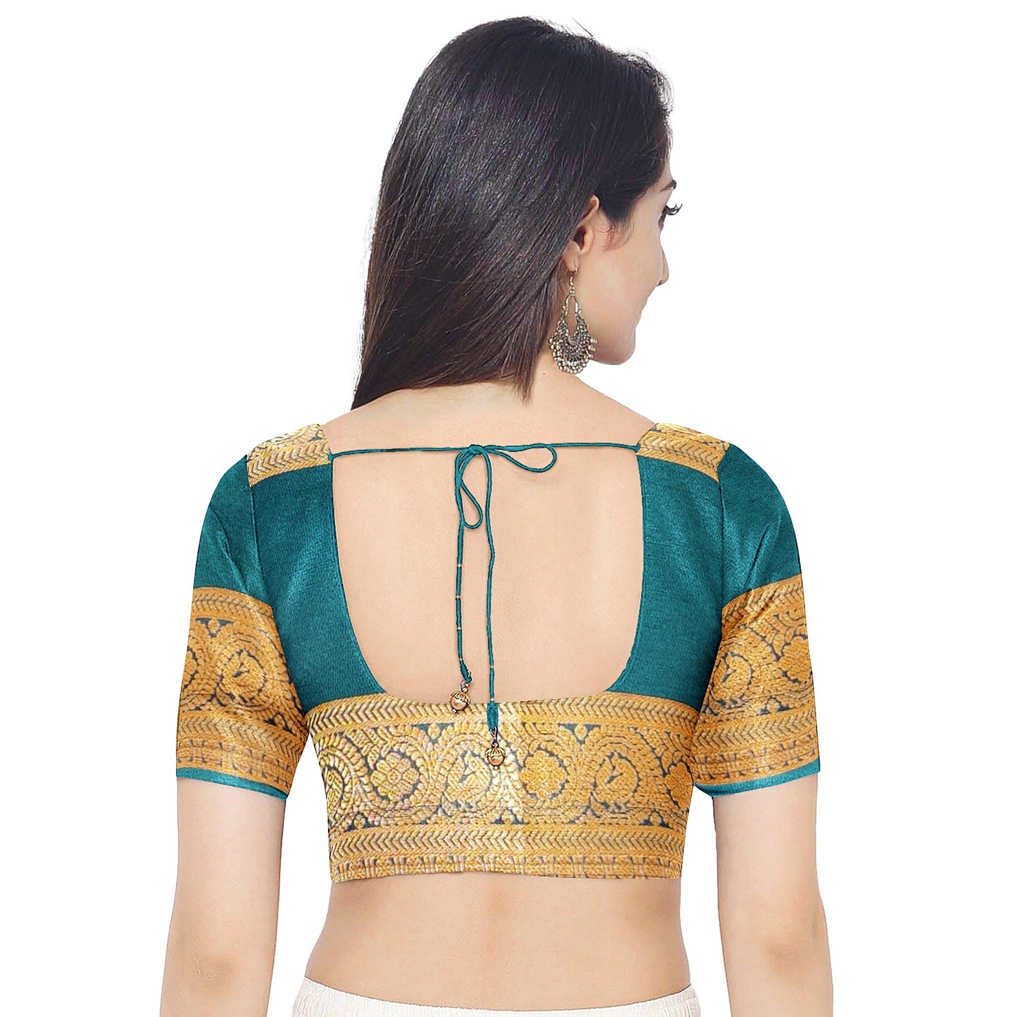 Brick Brown Semi Kanchi Saree with Rama Blue Bentex Border – A Fusion of Tradition and Sophistication - New Sudarshan Silks`