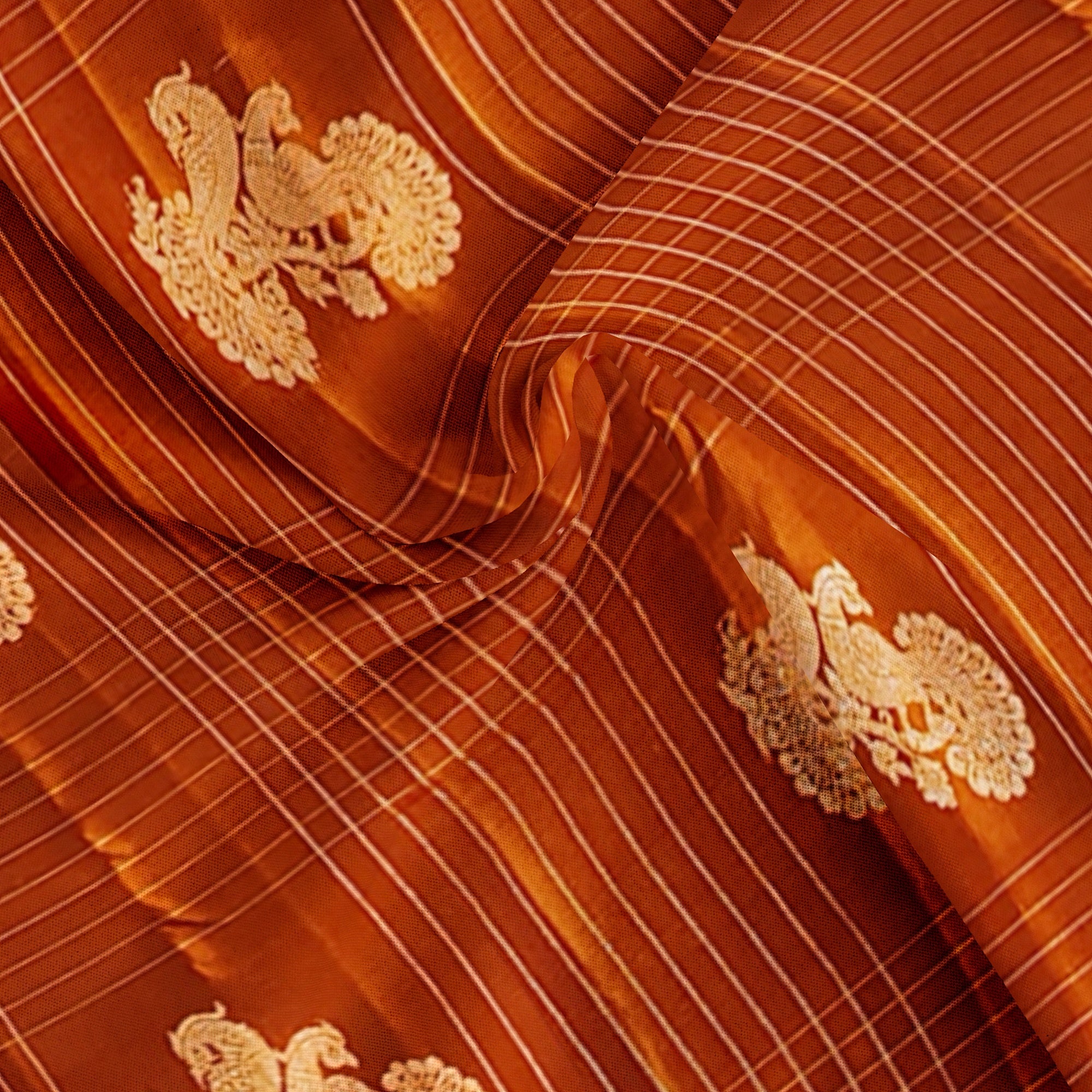 Brick Brown Semi Kanchi Saree with Rama Blue Bentex Border – A Fusion of Tradition and Sophistication - New Sudarshan Silks`