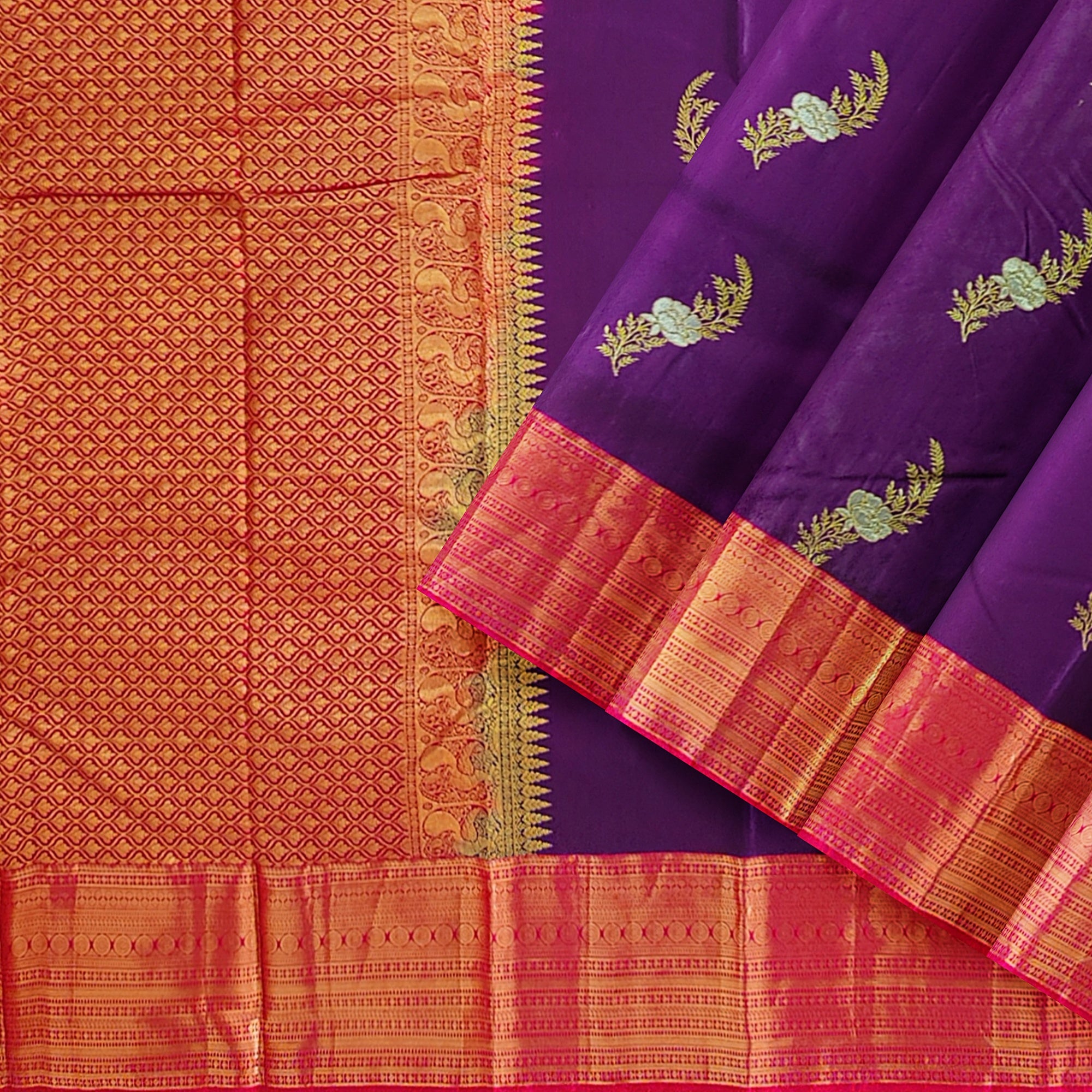 Wine Saree with Red Border – Traditional Elegance for Every Occasion - New Sudarshan Silks`