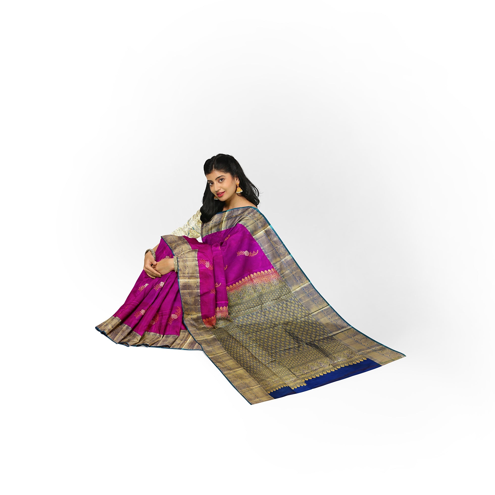 Pink Semi Kanchi Silk Saree with Green Border – A Blend of Grace and Heritage - New Sudarshan Silks`