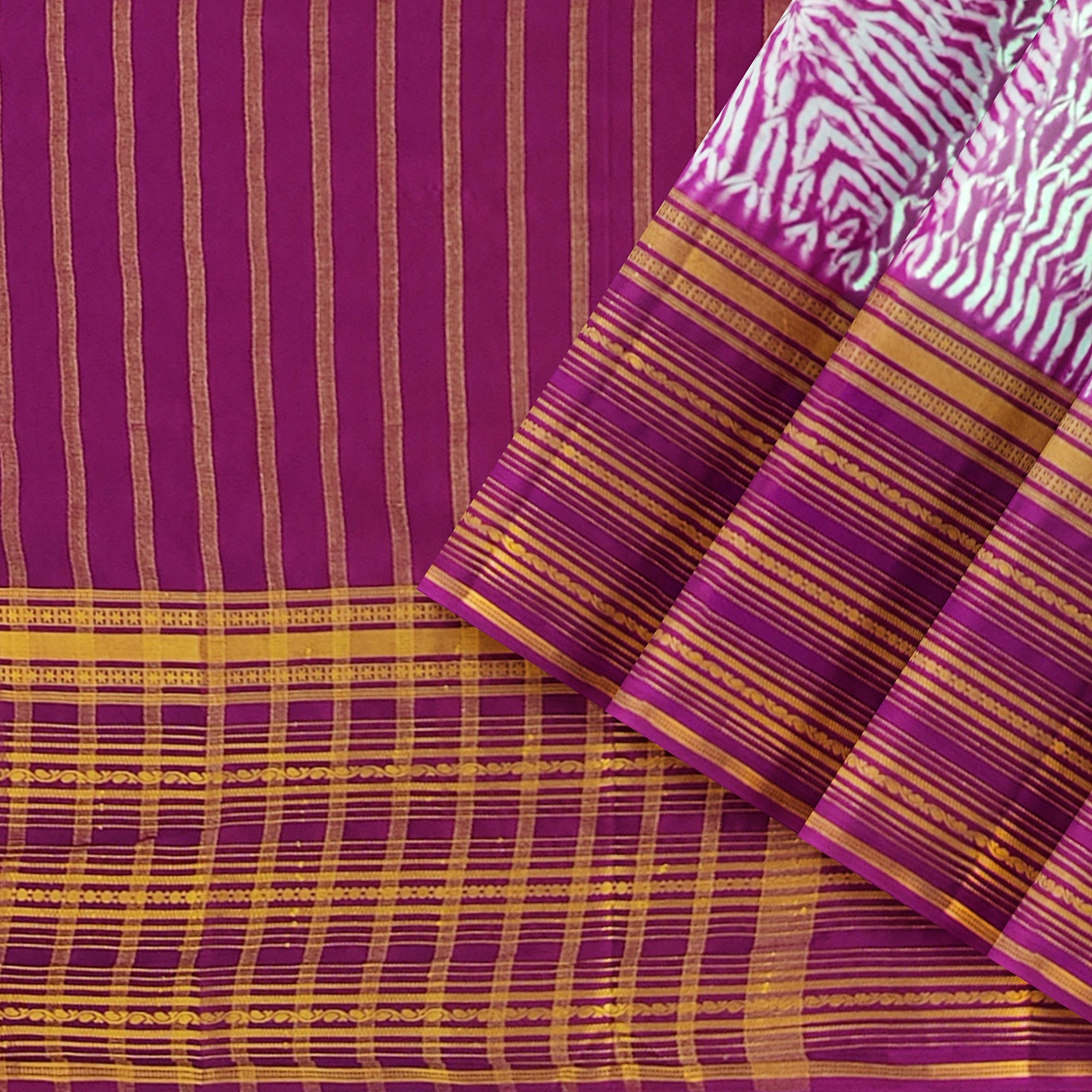 Maroon Semi Mysore Silk Saree – Dye Print Pattern – Shop Online