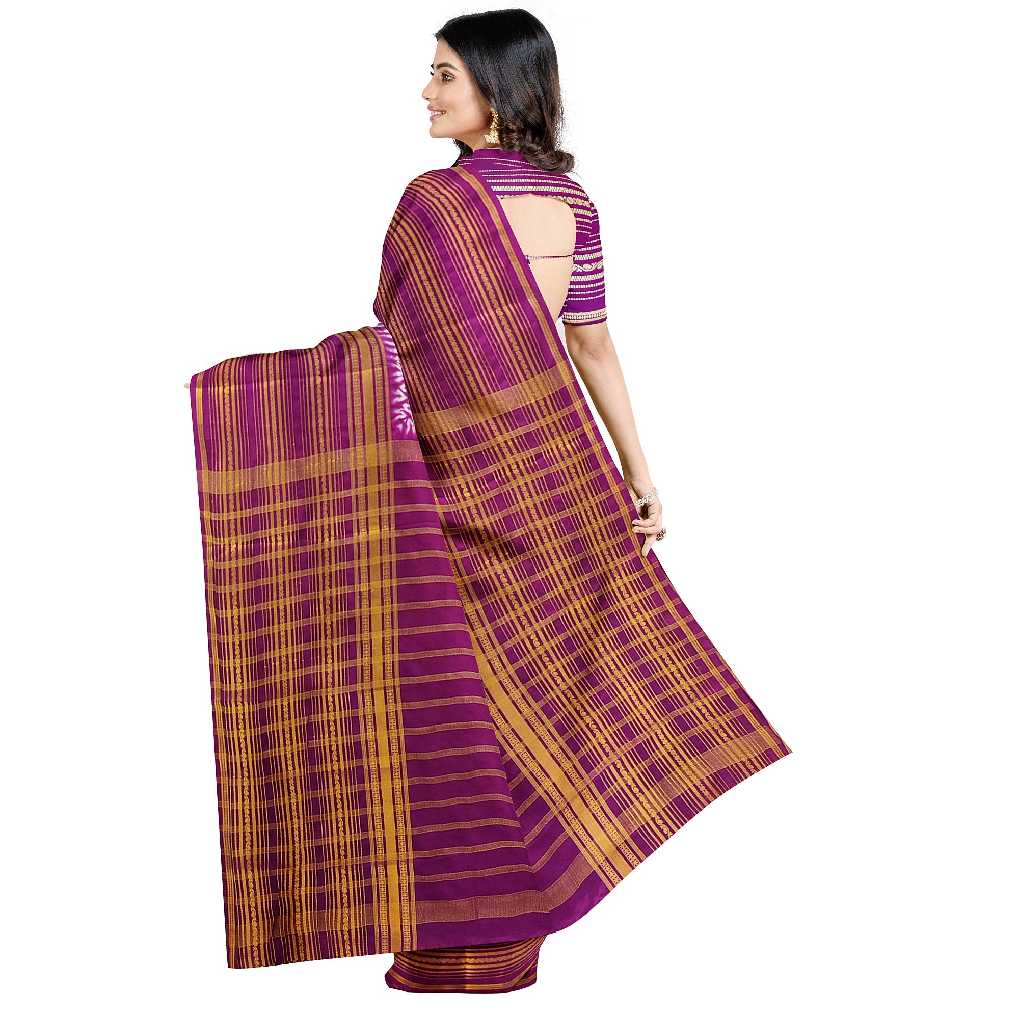Maroon Semi Mysore Silk Saree – Dye Print Pattern – Shop Online