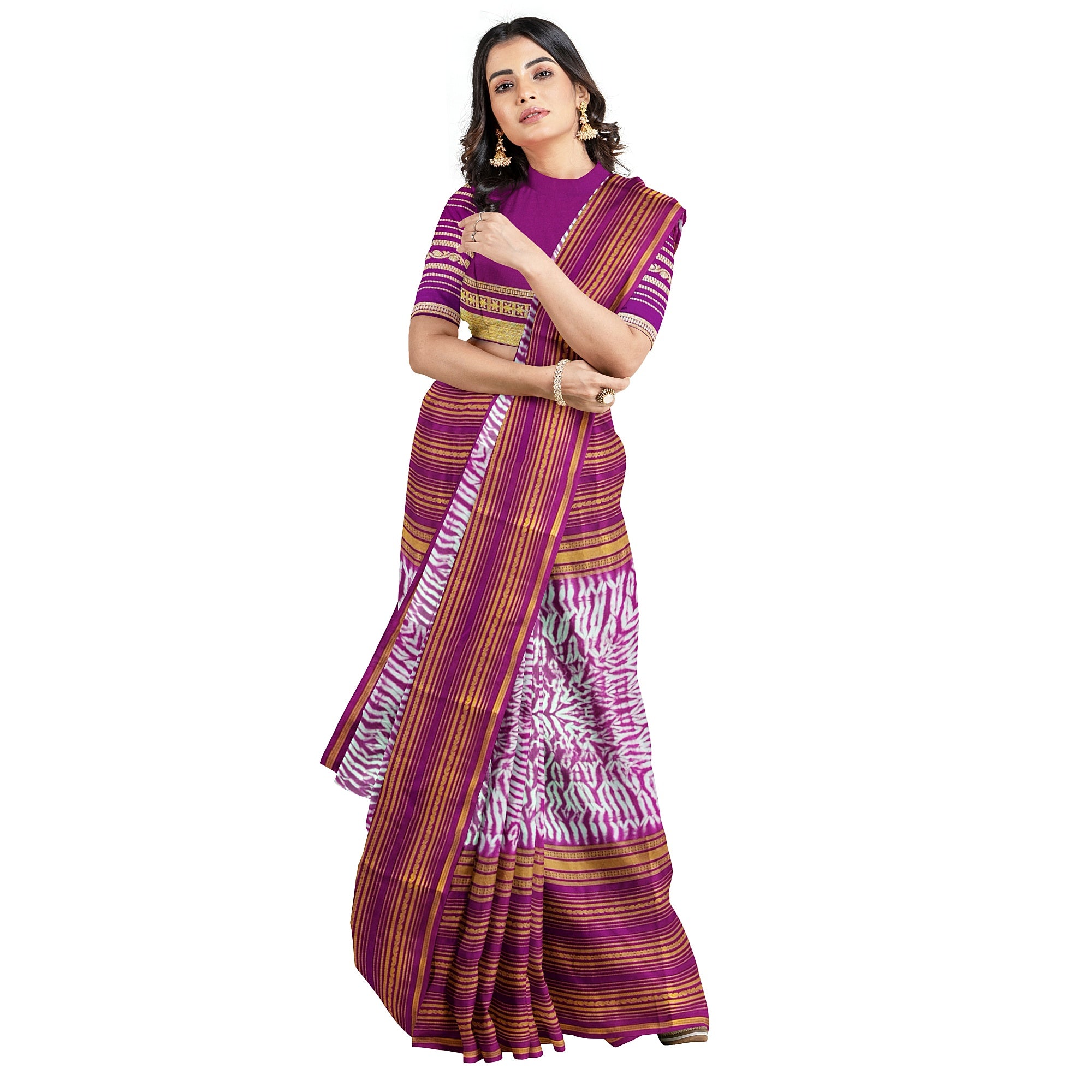 Maroon Semi Mysore Silk Saree – Dye Print Pattern – Shop Online
