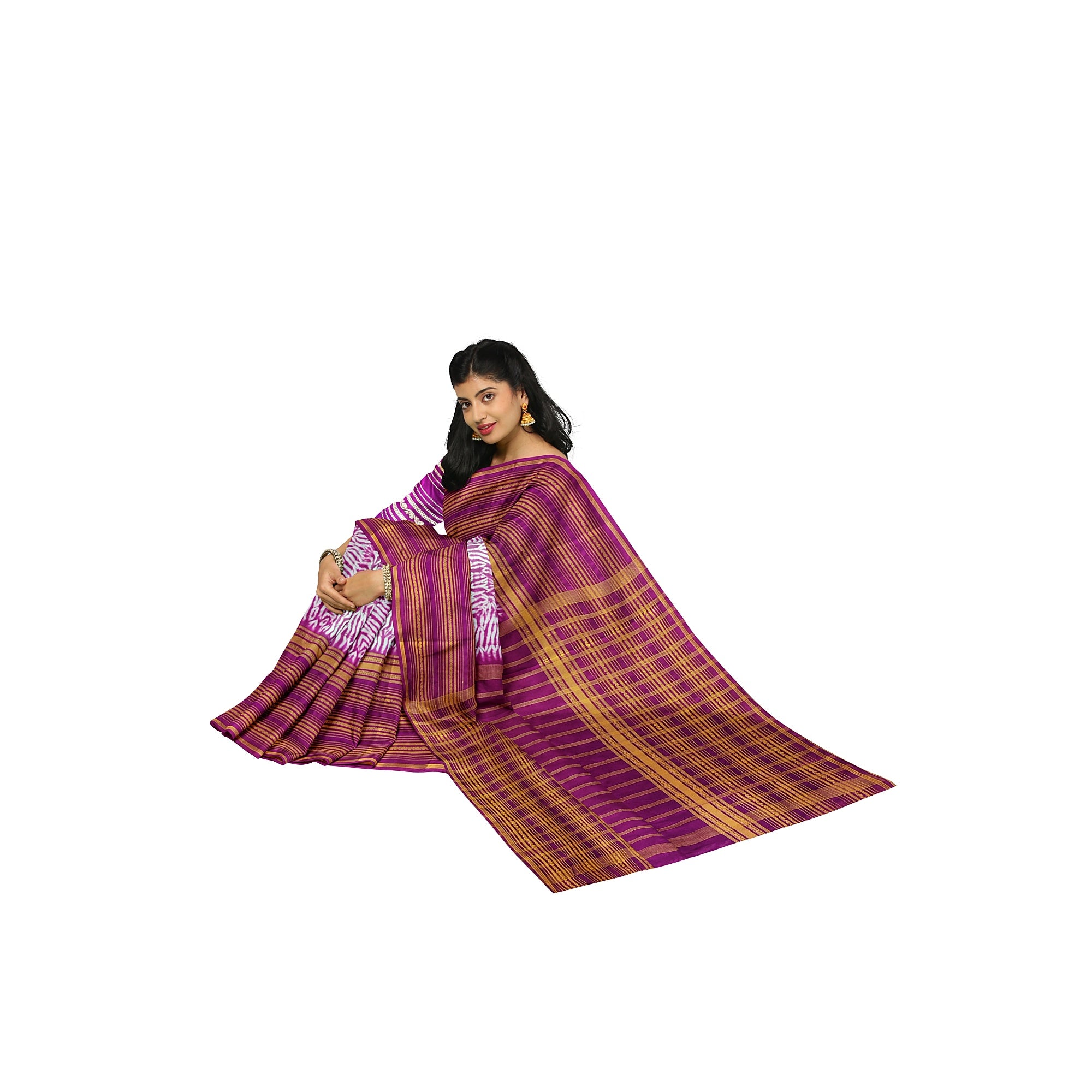 Maroon Semi Mysore Silk Saree – Dye Print Pattern – Shop Online