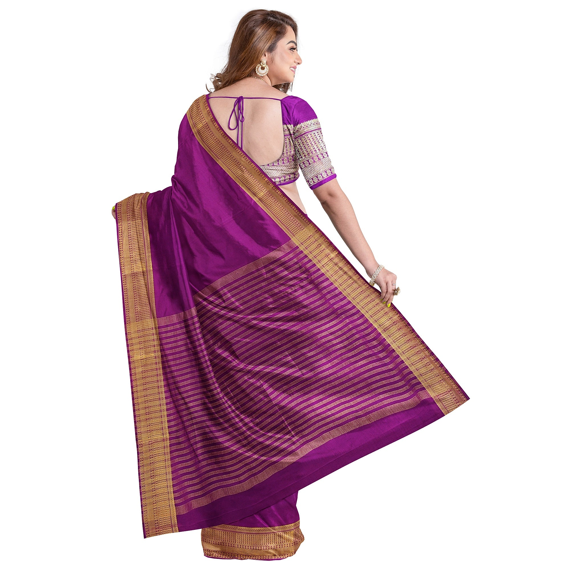 Maroon Semi Mysore Silk Saree – Shop Online