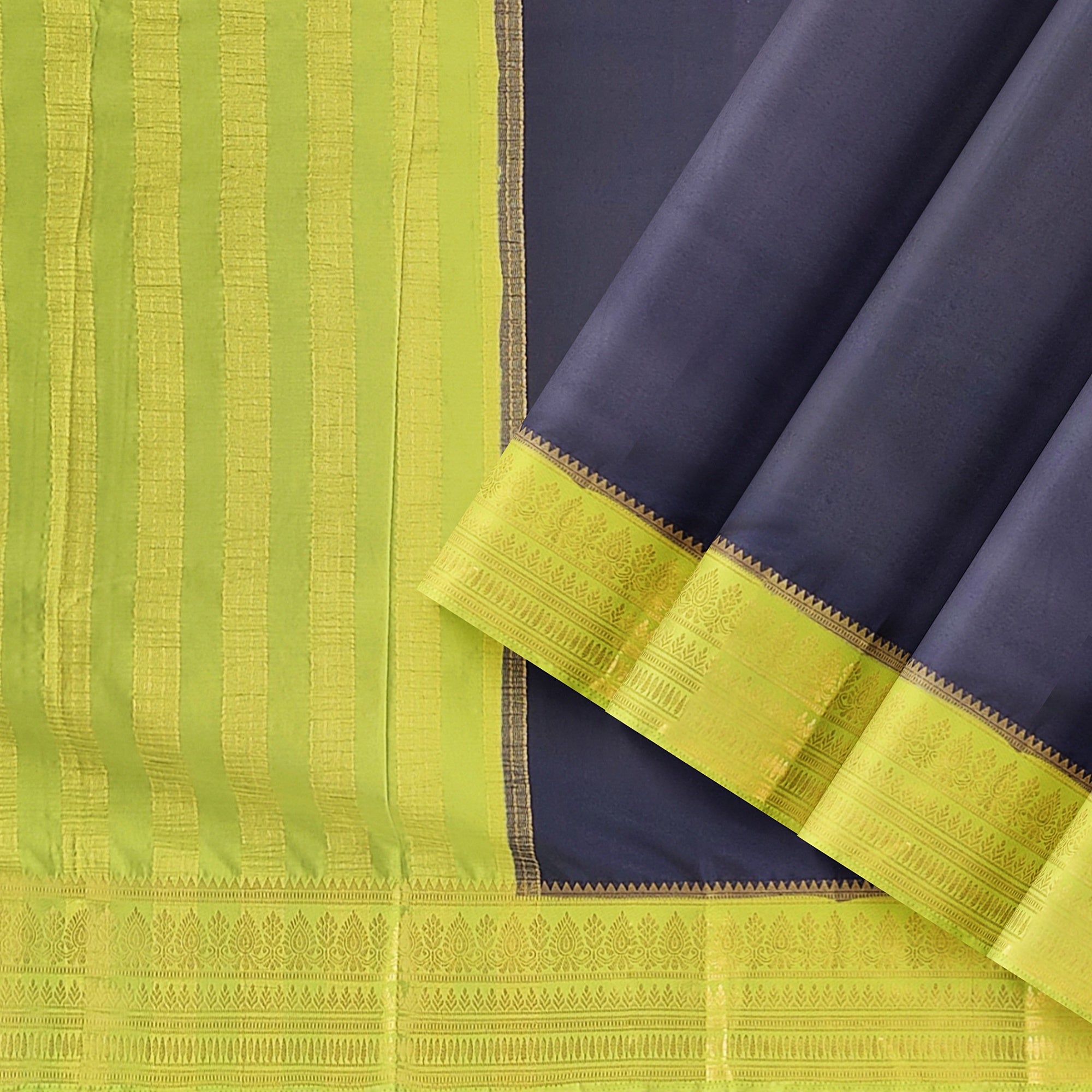 Navy Blue Saree – Pista Green Border – Shop Online