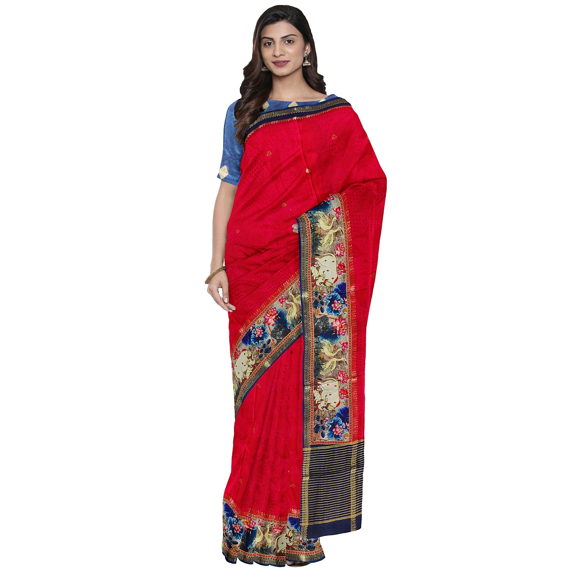 Raw Silk Saree – Traditional Elephant Border – Shop Online