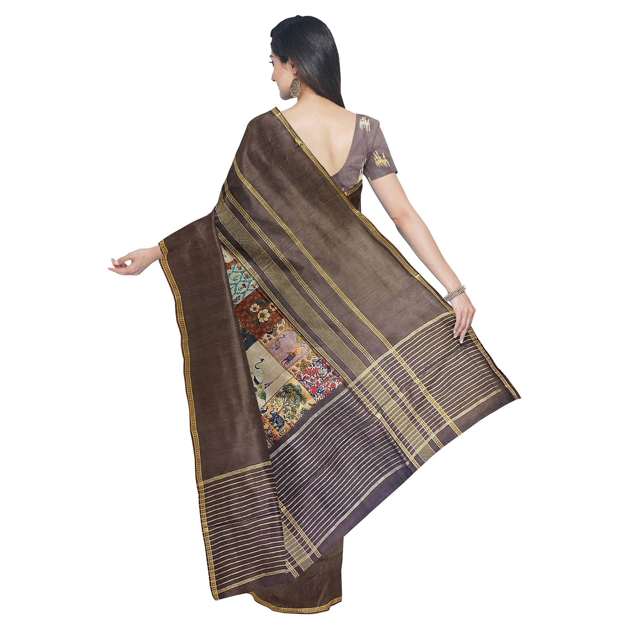 Chocolate Printed Saree – Traditional Design – Shop Online