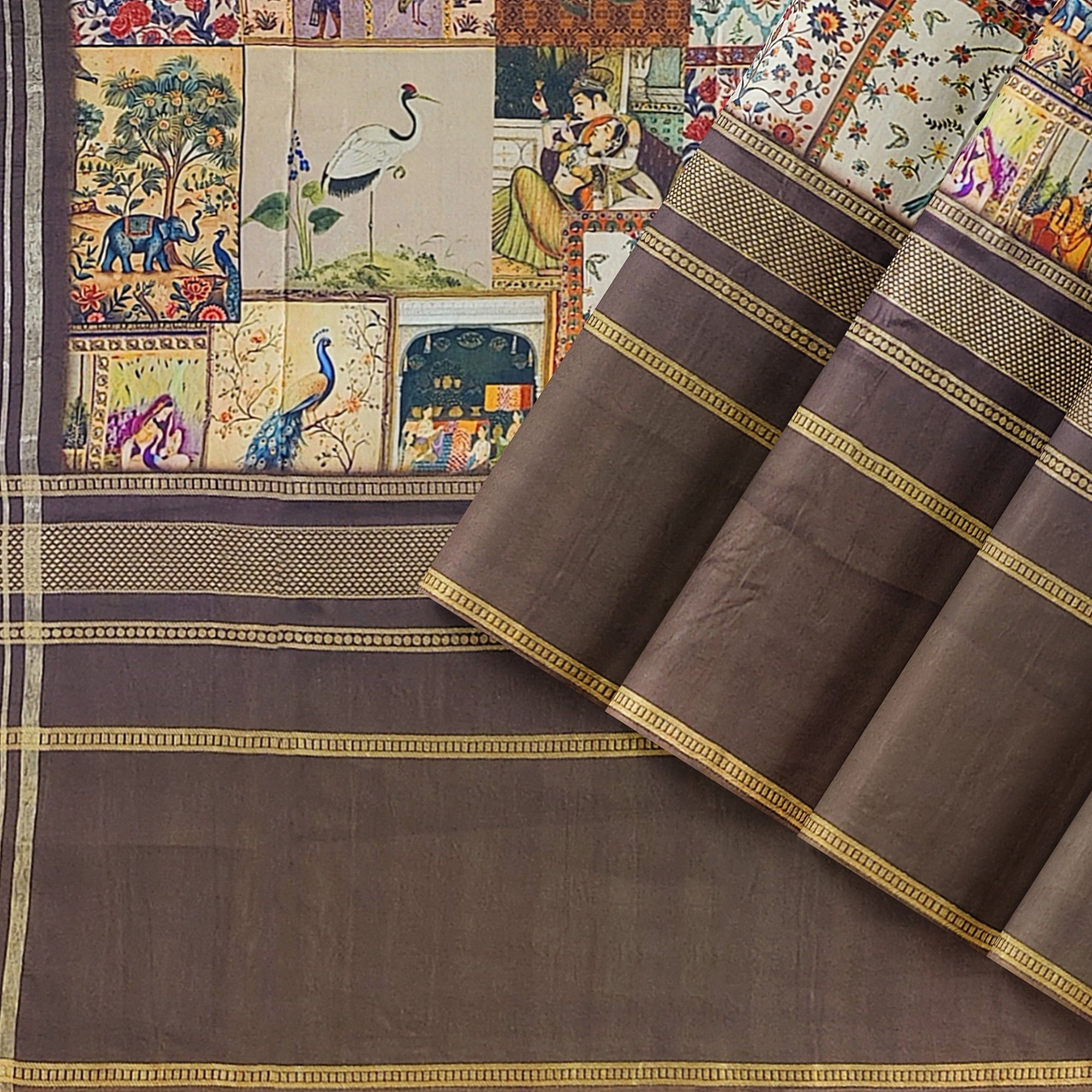 Chocolate Printed Saree – Traditional Design – Shop Online