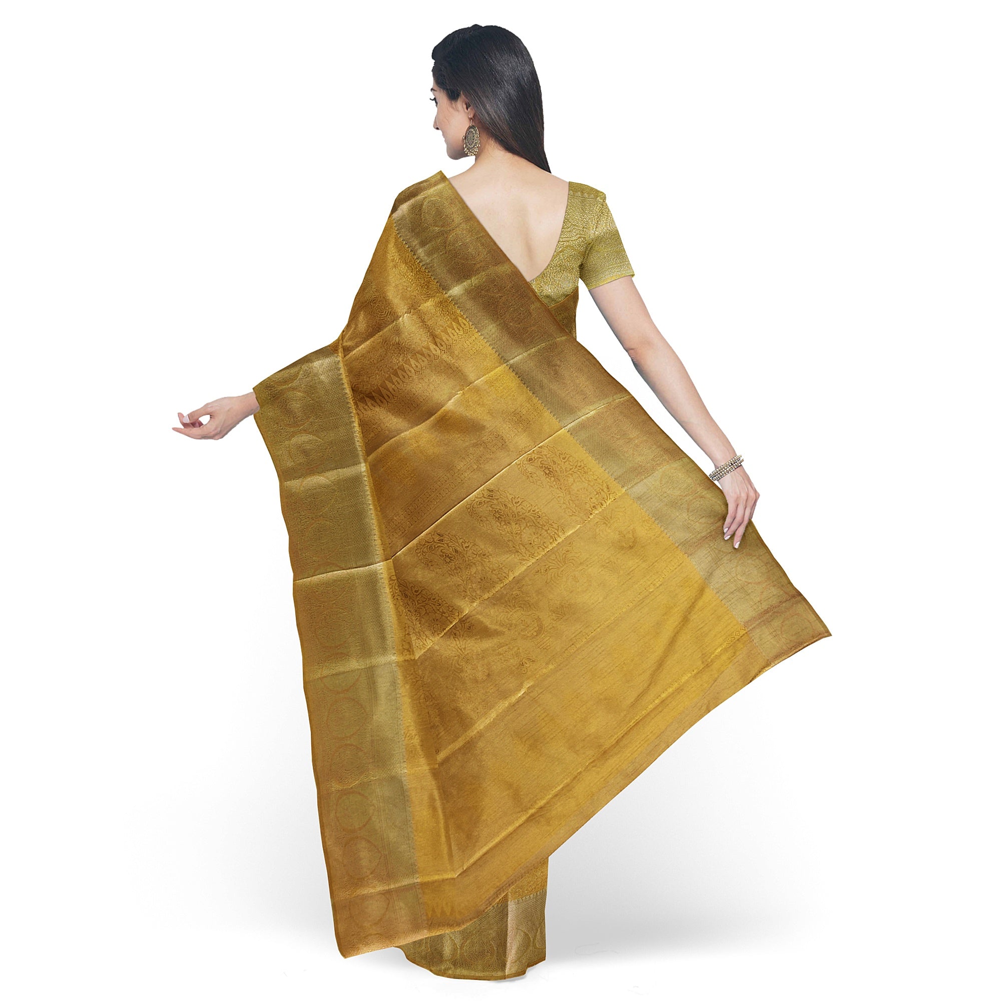 Pure Gold Saree with Self Border – Timeless Elegance