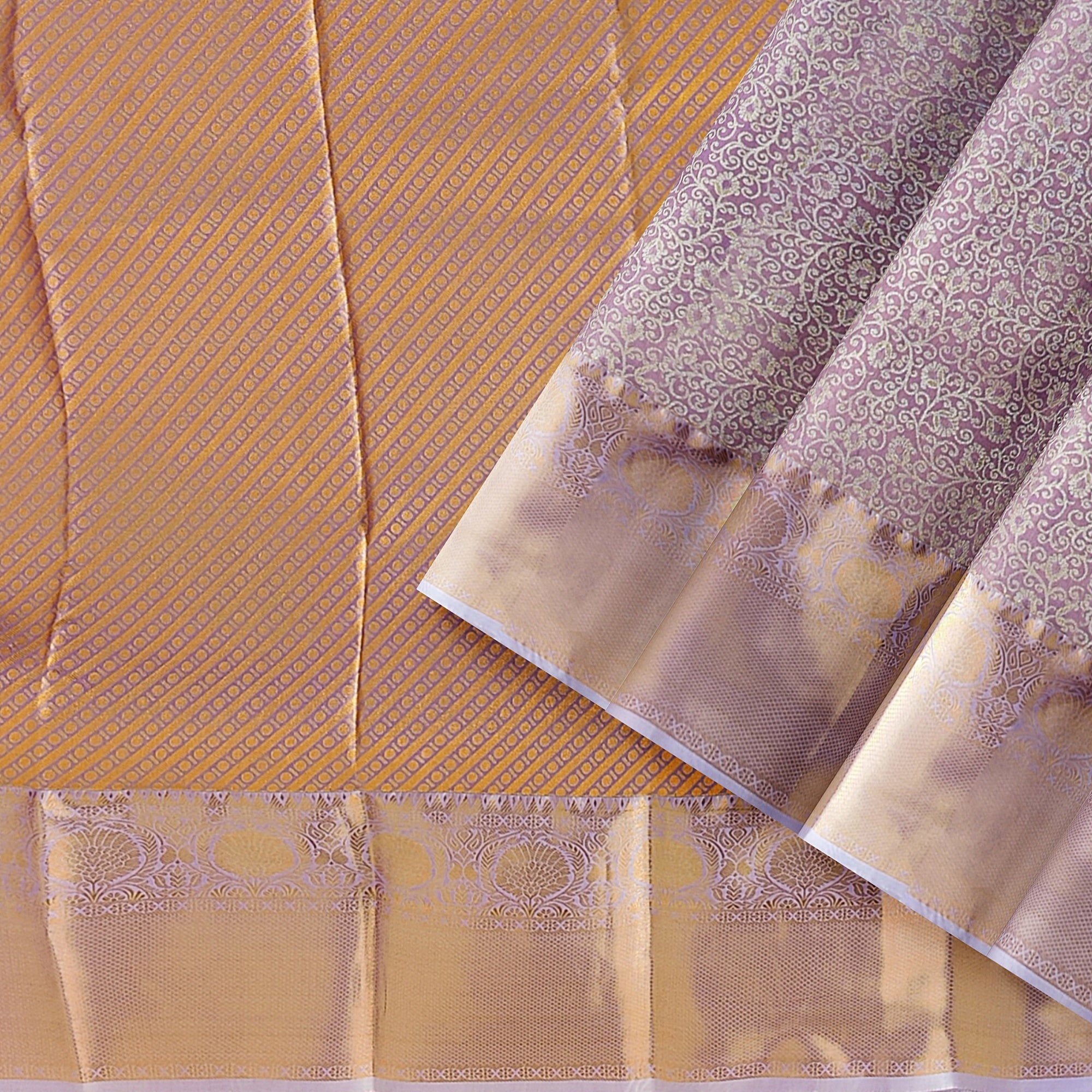 Luxurious Lavender Semi Tissue Silk Saree with Intricate Detailing