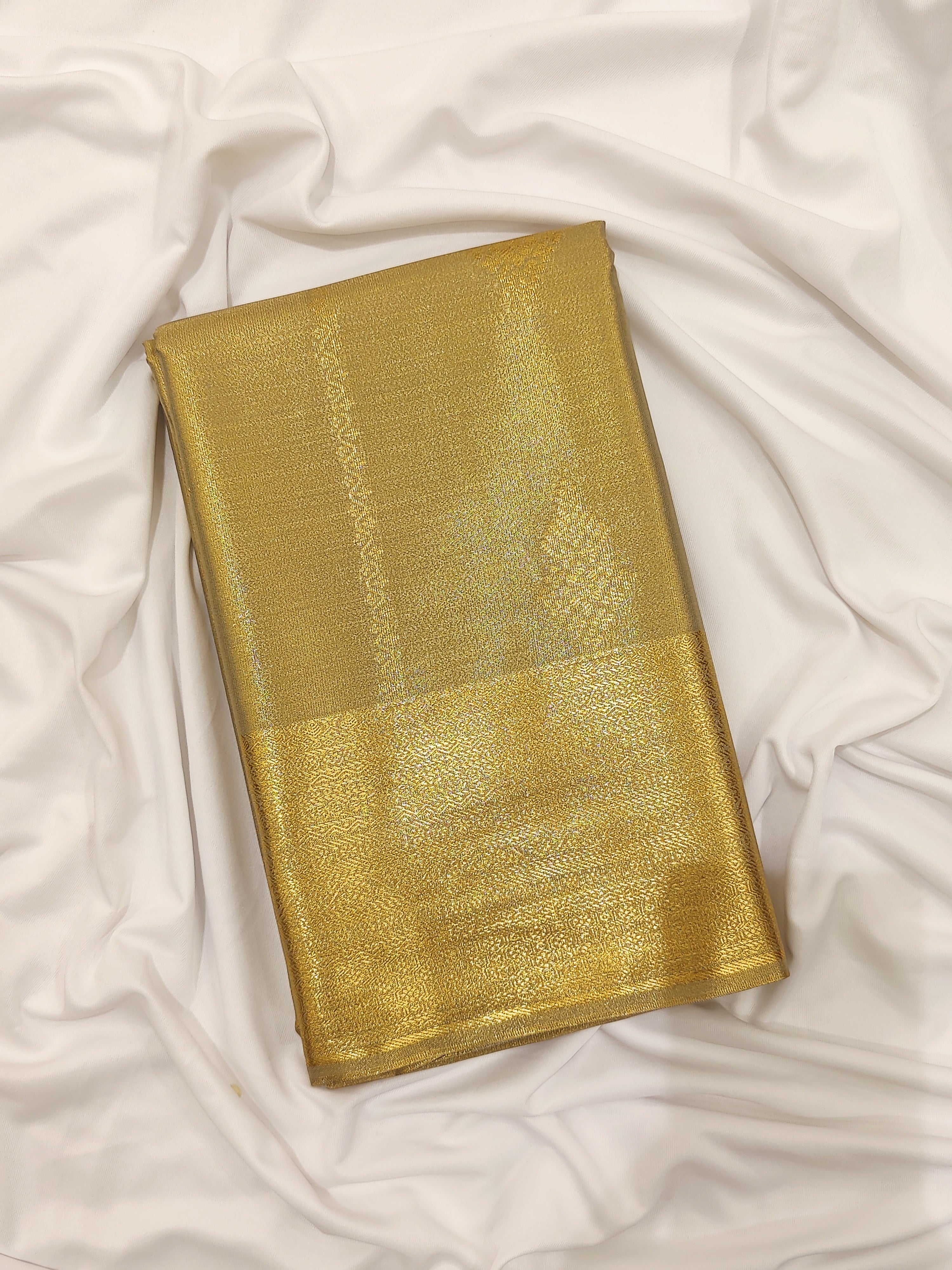 Elegant Light Grey Semi Tissue Saree with Zari Butta and Gold Border - New Sudarshan Silks`